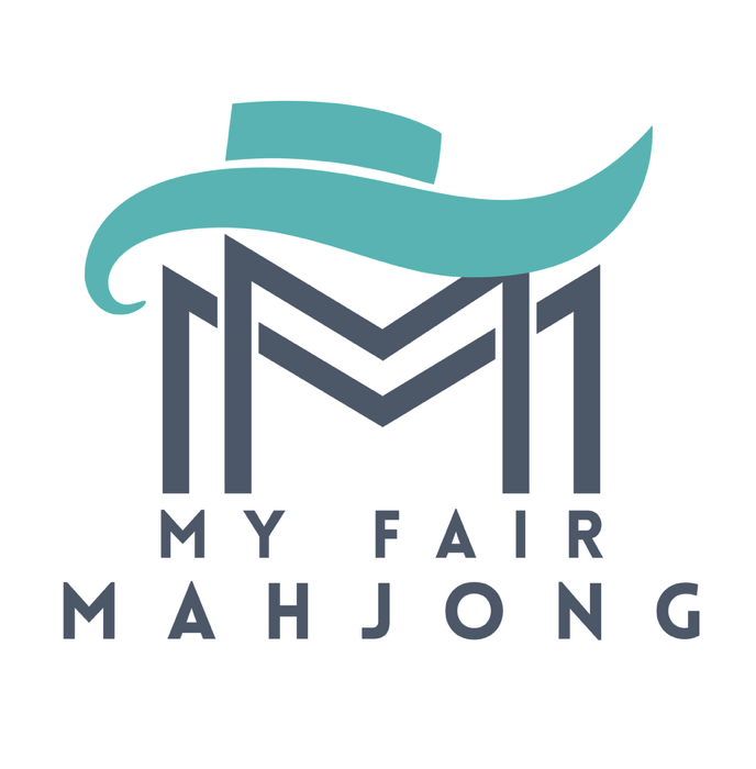 Logo for My Fair Mahjong featuring stylized letters 'M' beneath a teal hat.