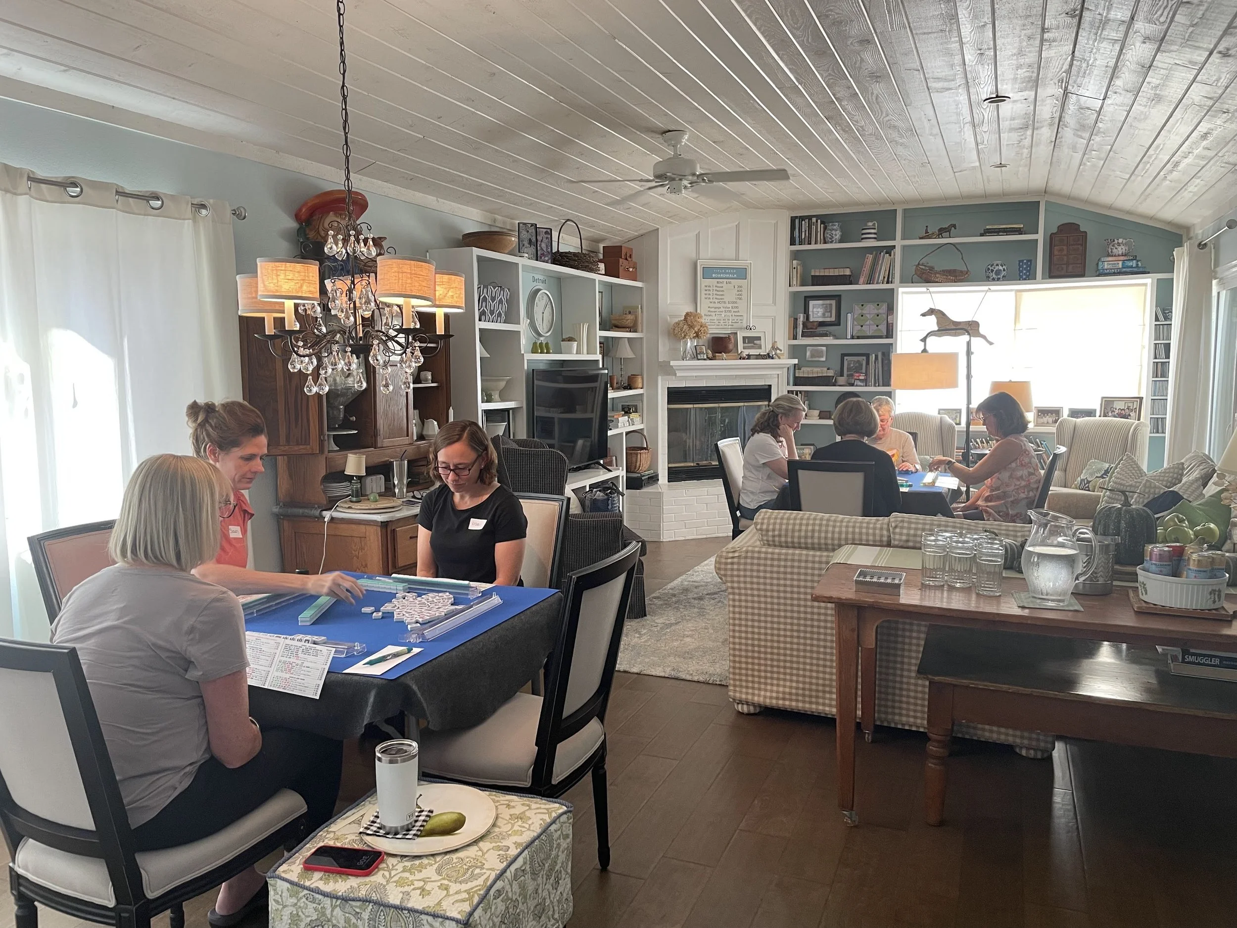 Beginner American Mahjong Strategies with two tables of players.jpg