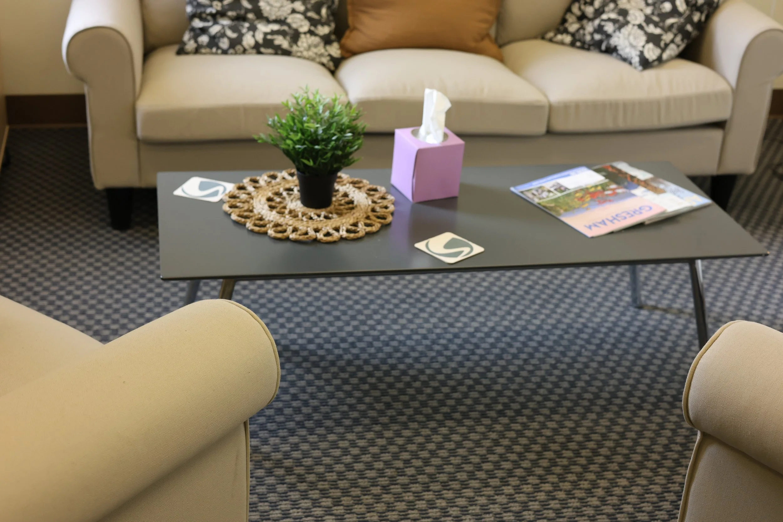 Grey Coffee Table with Silver Metal Legs