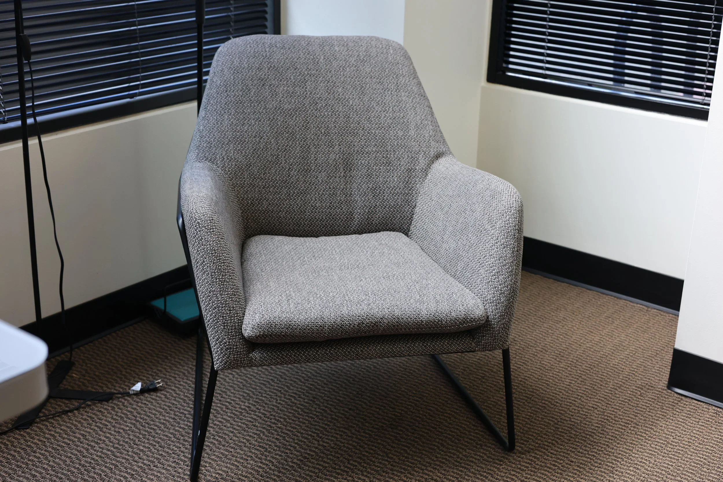 Woven Grey Chair with Black Metal Legs