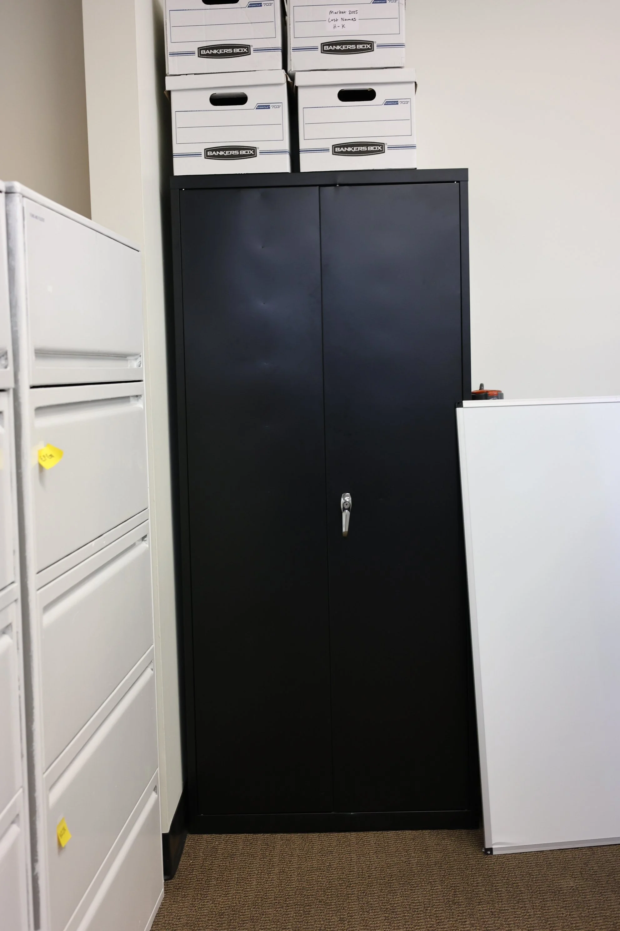 Black Metal Shelf w/ Doors