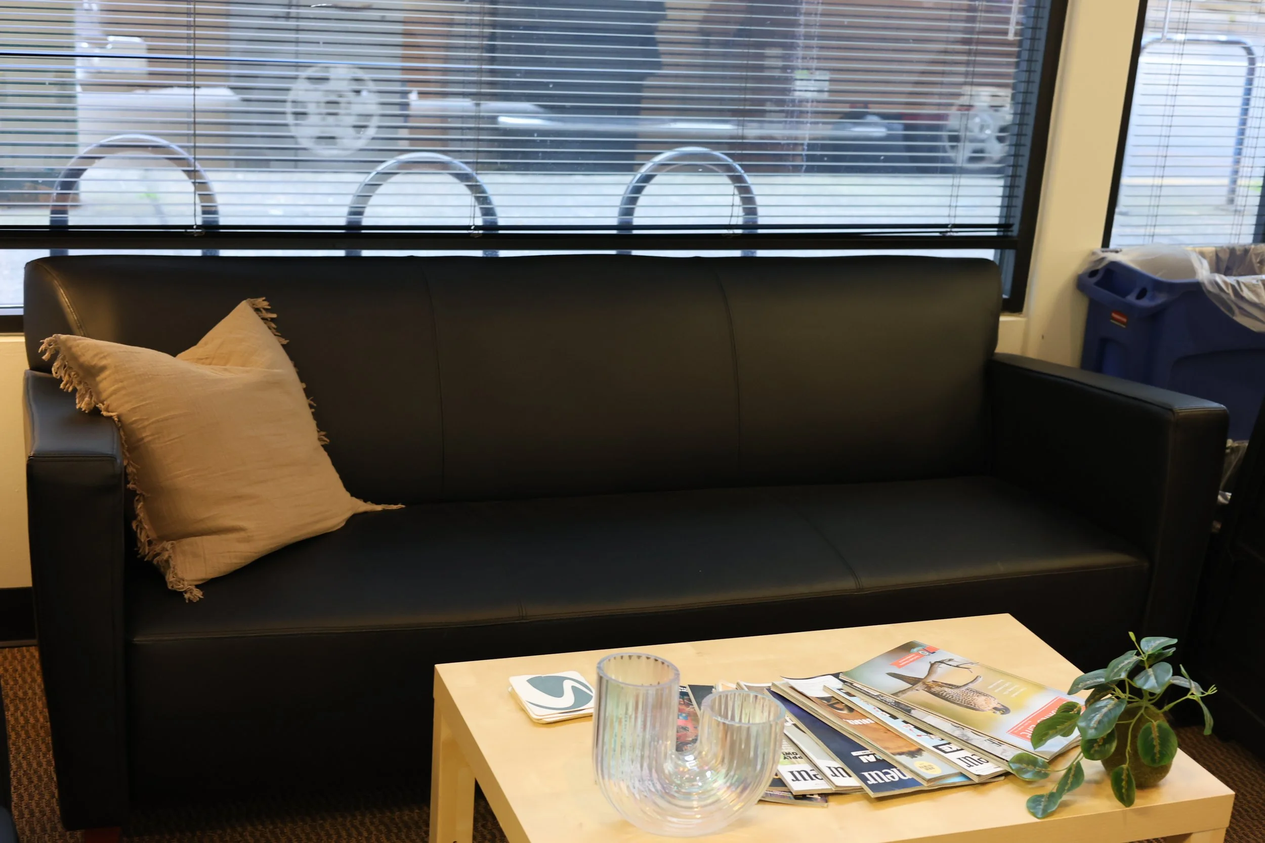 Black Leather 3 Seater Couch