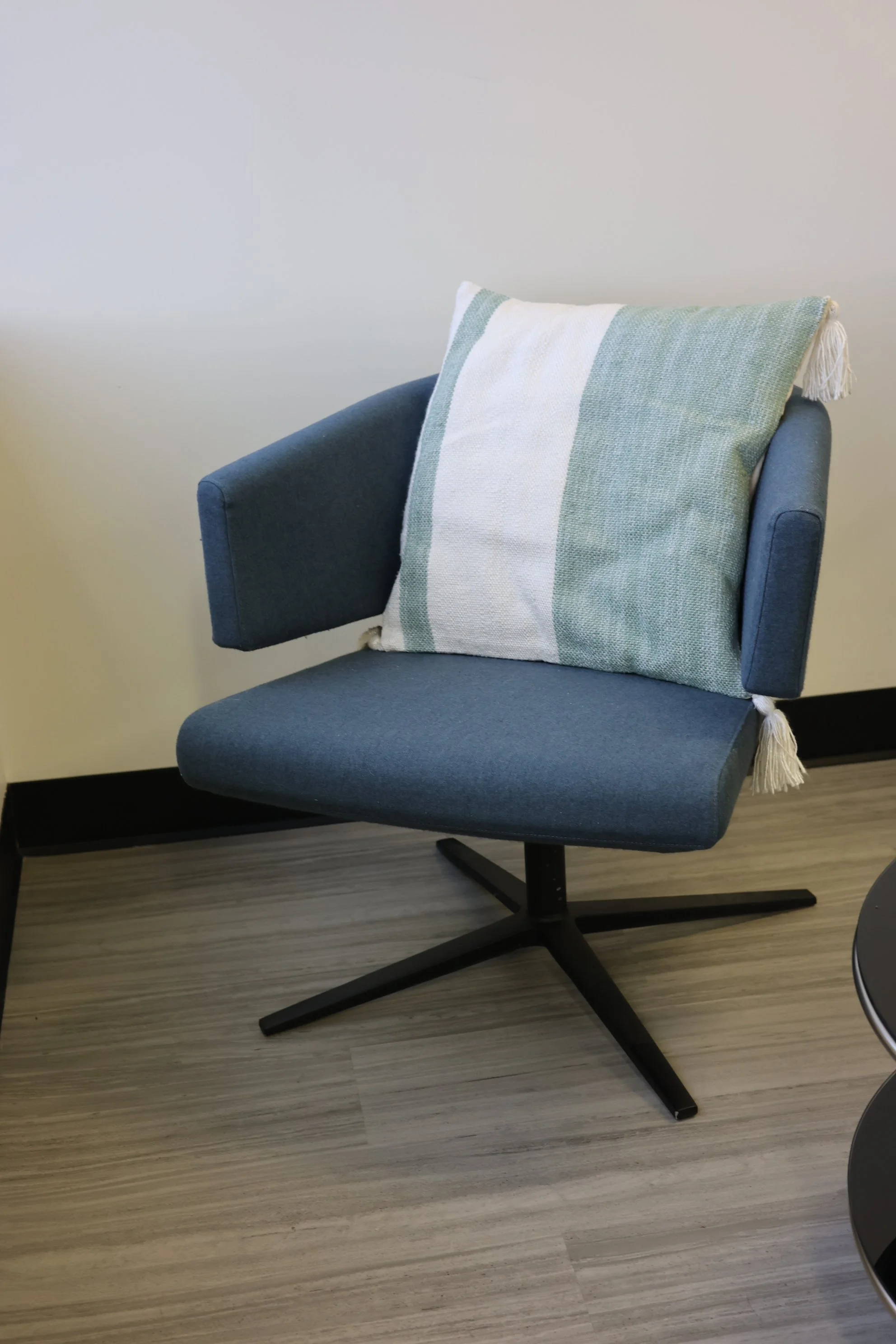 Blue Swivel Arm Chair