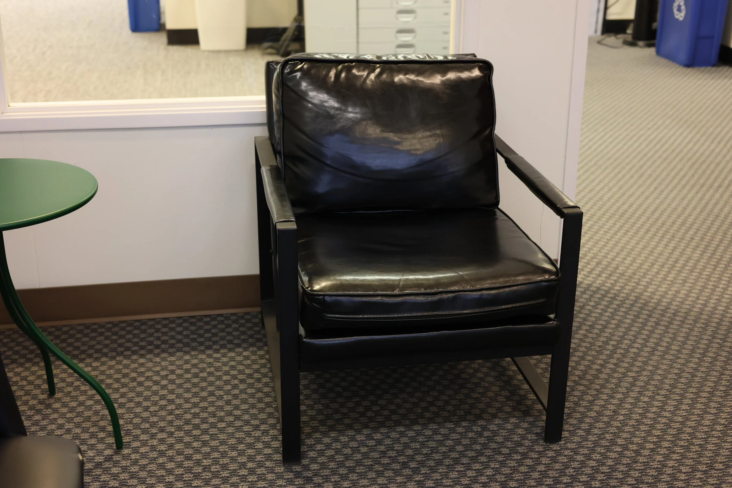 Faux Black Leather Arm Chair