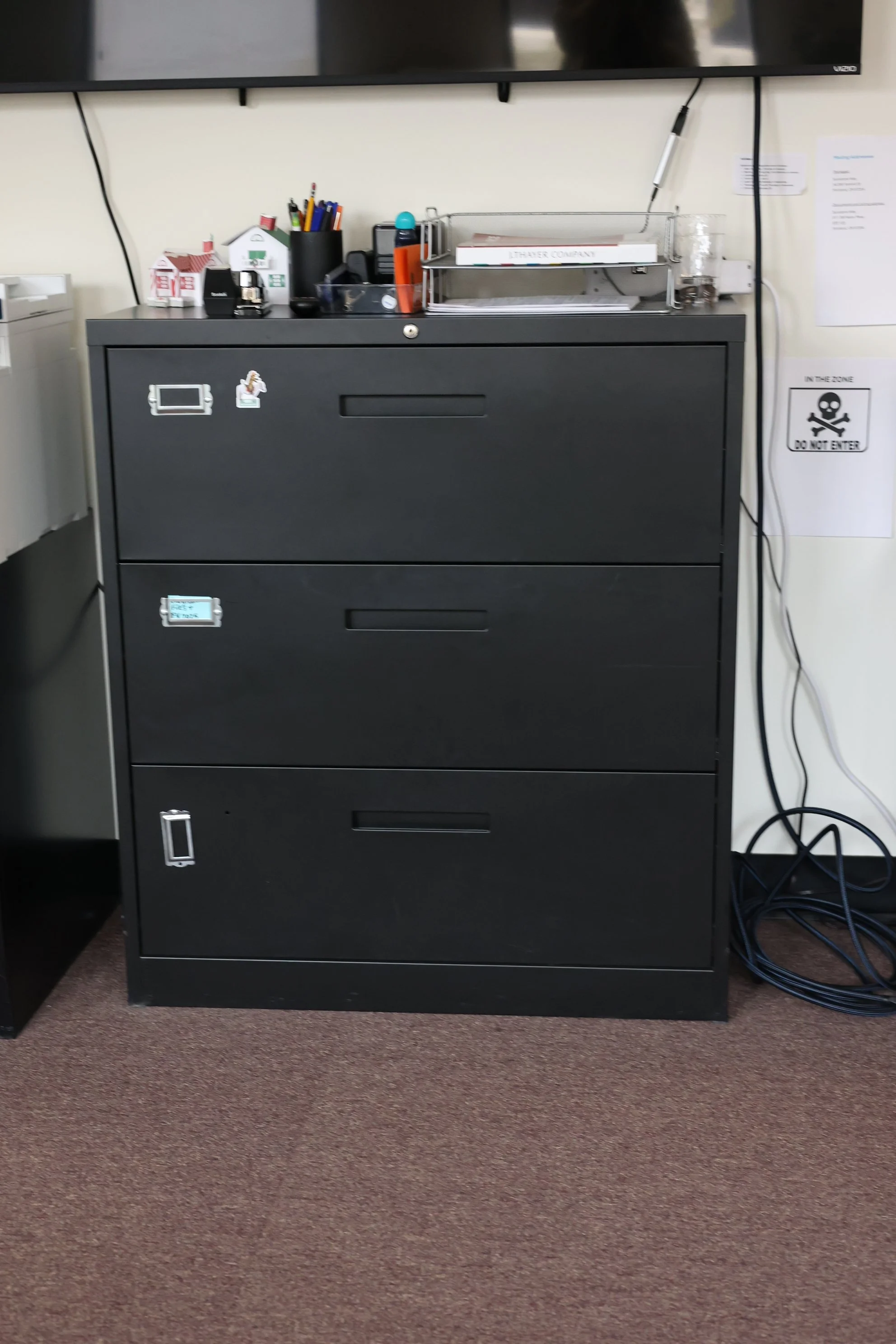 Large Black Metal File Cabinet