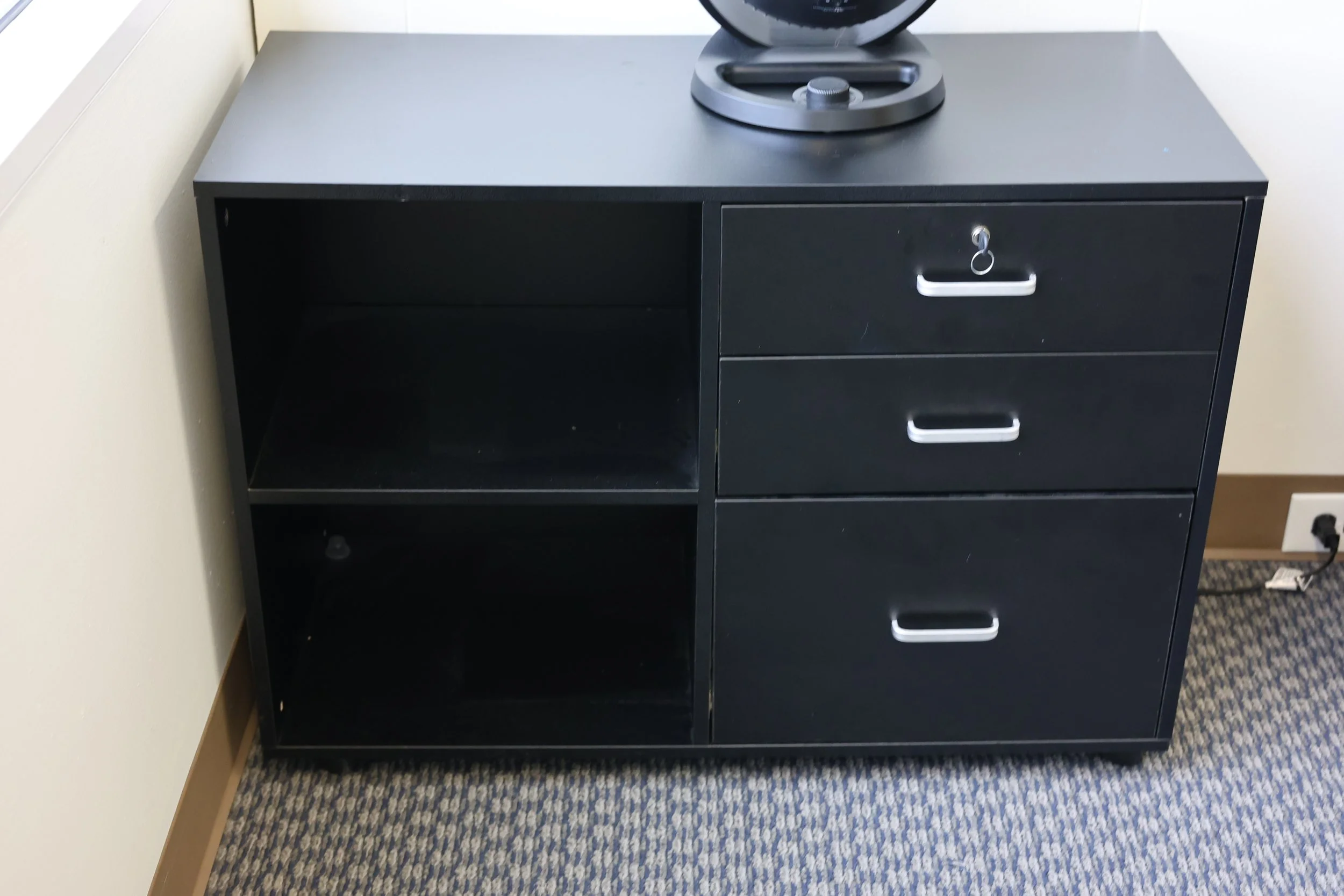 Rolling Wood File Cabinet w/ Drawers & Shelves