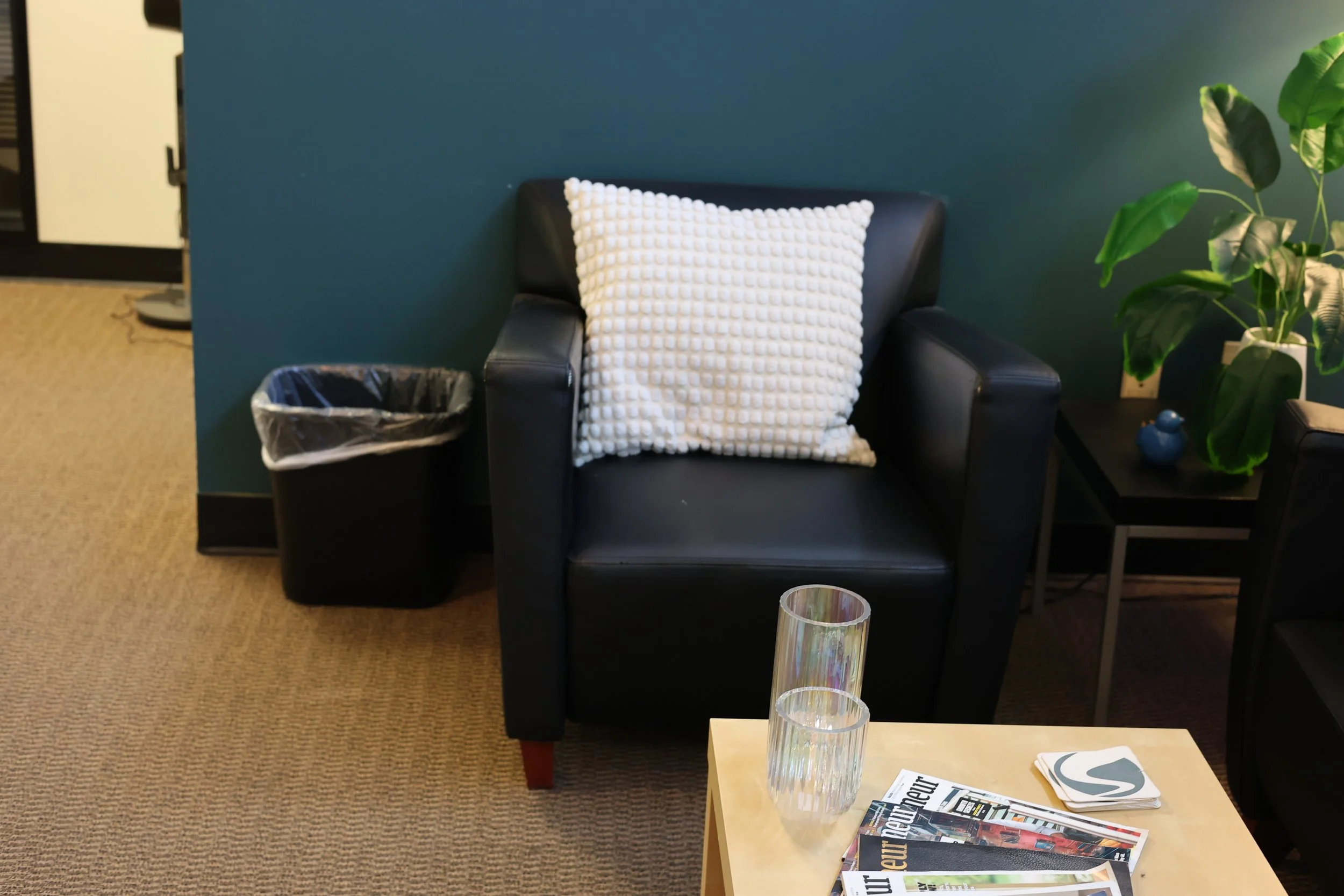 Black Faux Leather Armchair