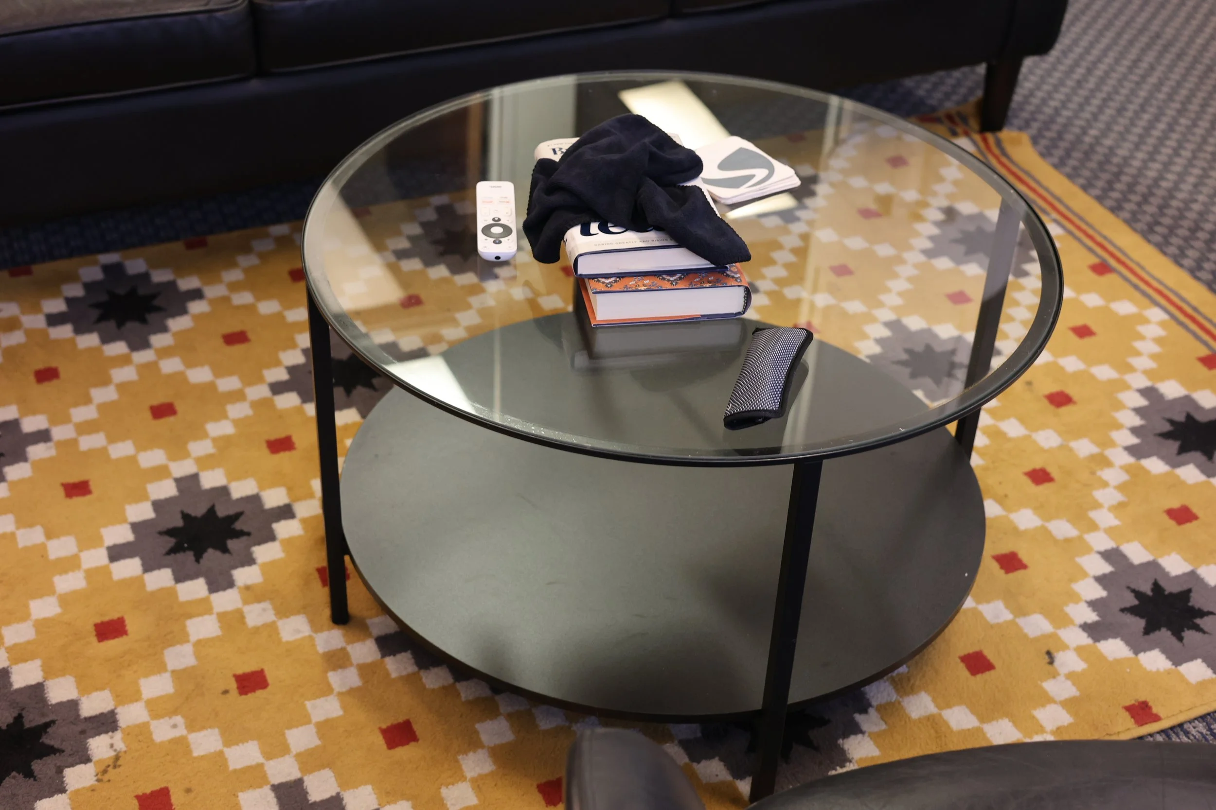 Round Clear Glass Top Coffee Table