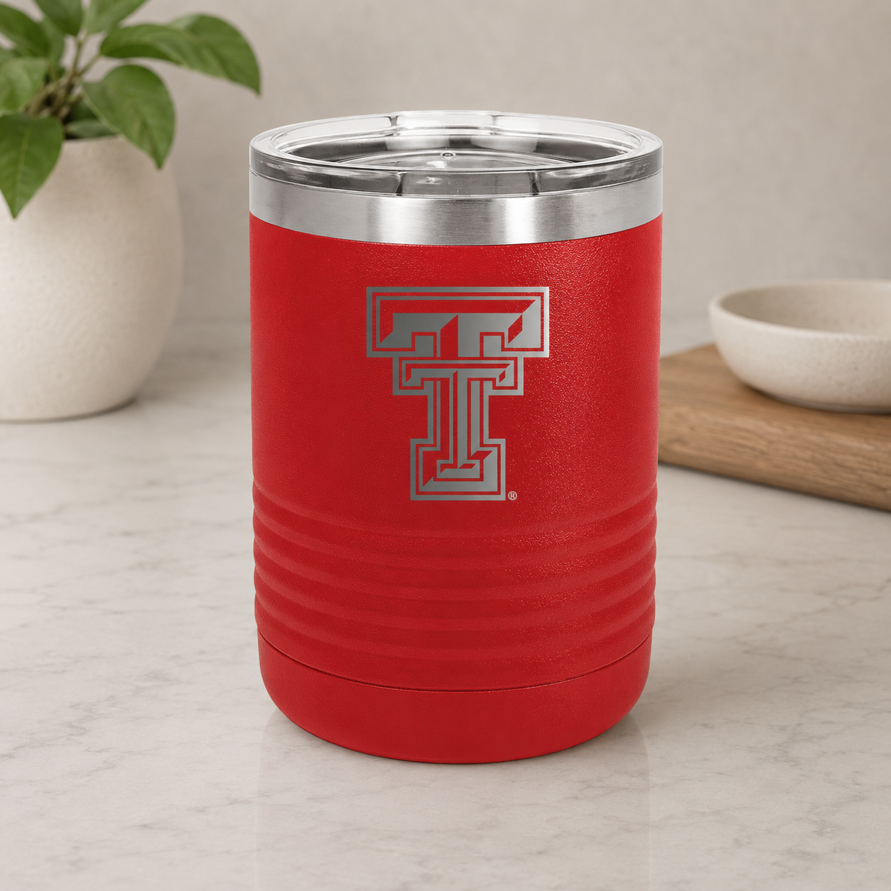 Texas Tech Polar Camel 10 oz. Travel Rocks Glass with Standard Lid \
