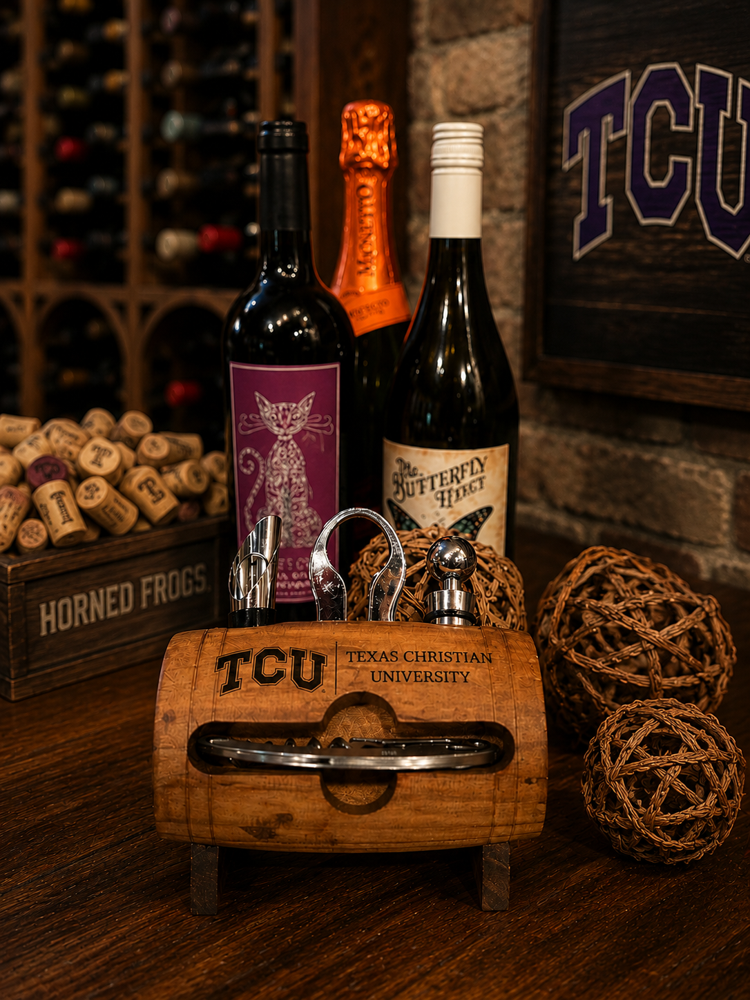 TCU Mini Wine Barrel 4 Piece Tool Set