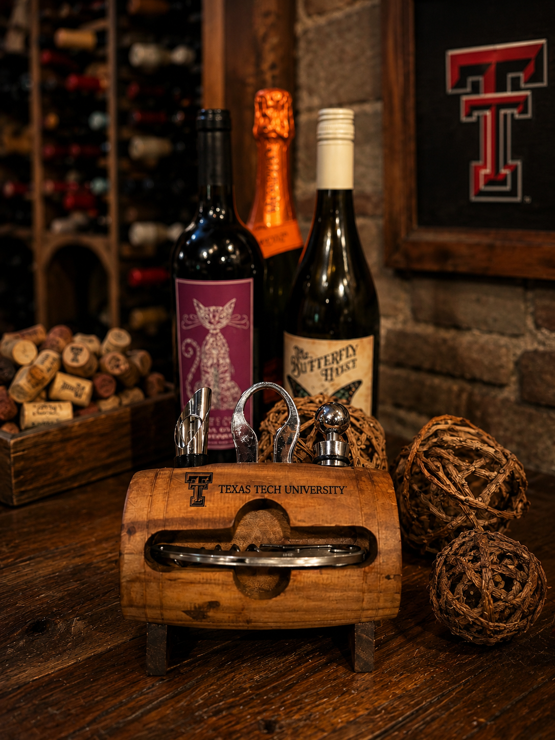 Texas Tech Mini Wine Barrel 4 Piece Tool Set