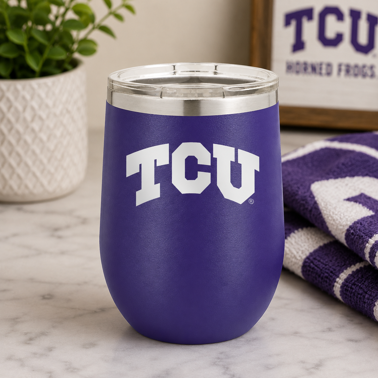 TCU 12 oz Wine Tumbler