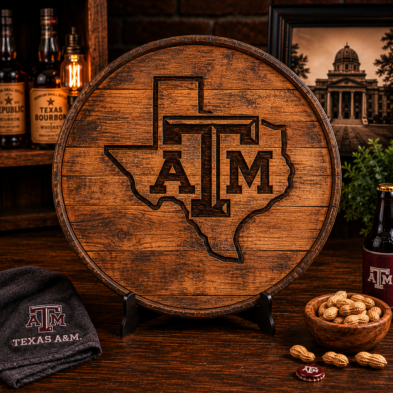 A&M Whiskey Barrel Head
