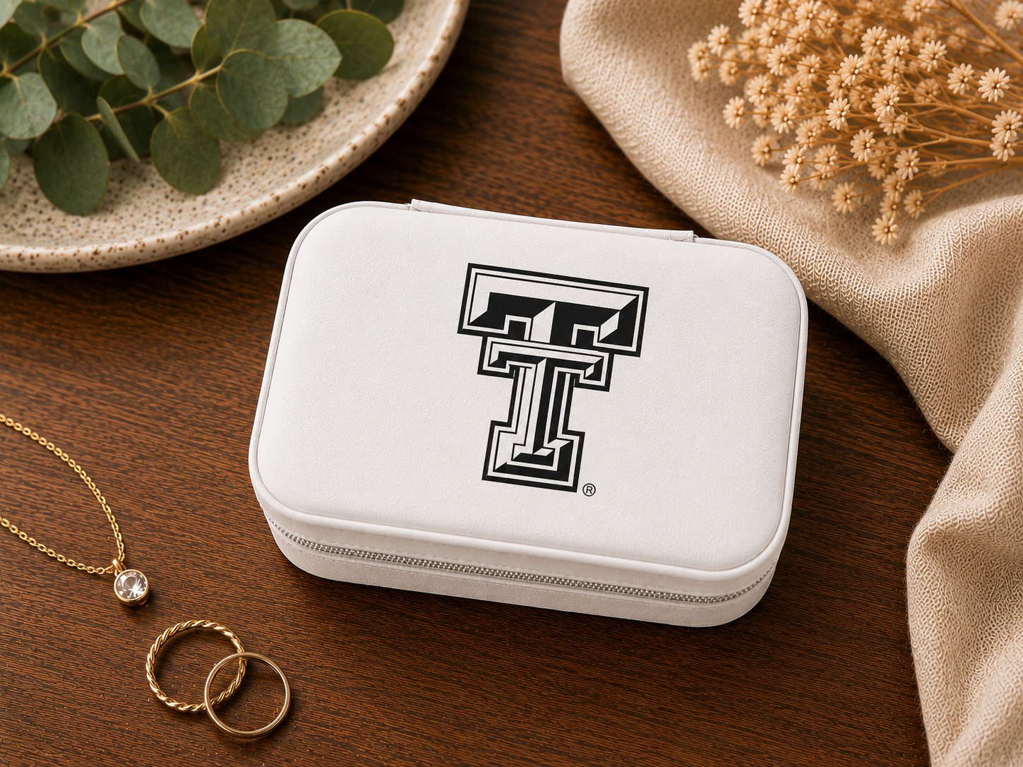 Texas Tech 7 1/2 x 4 1/2 Travel Jewelry Box