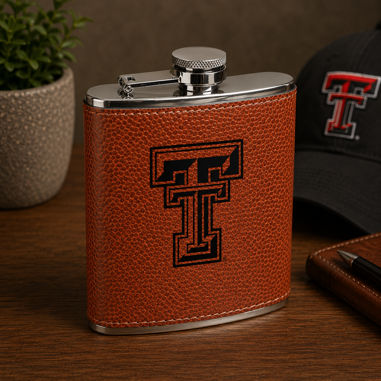 Texas Tech 6 oz Laserable Leatherette Flask