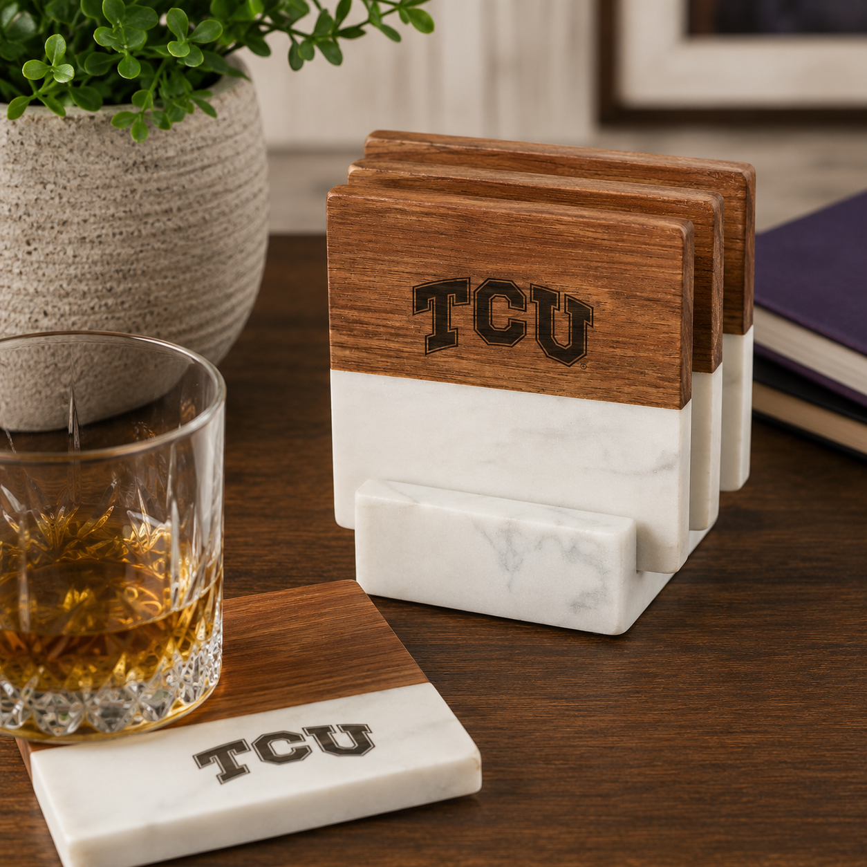 Marble and Wood Coasters