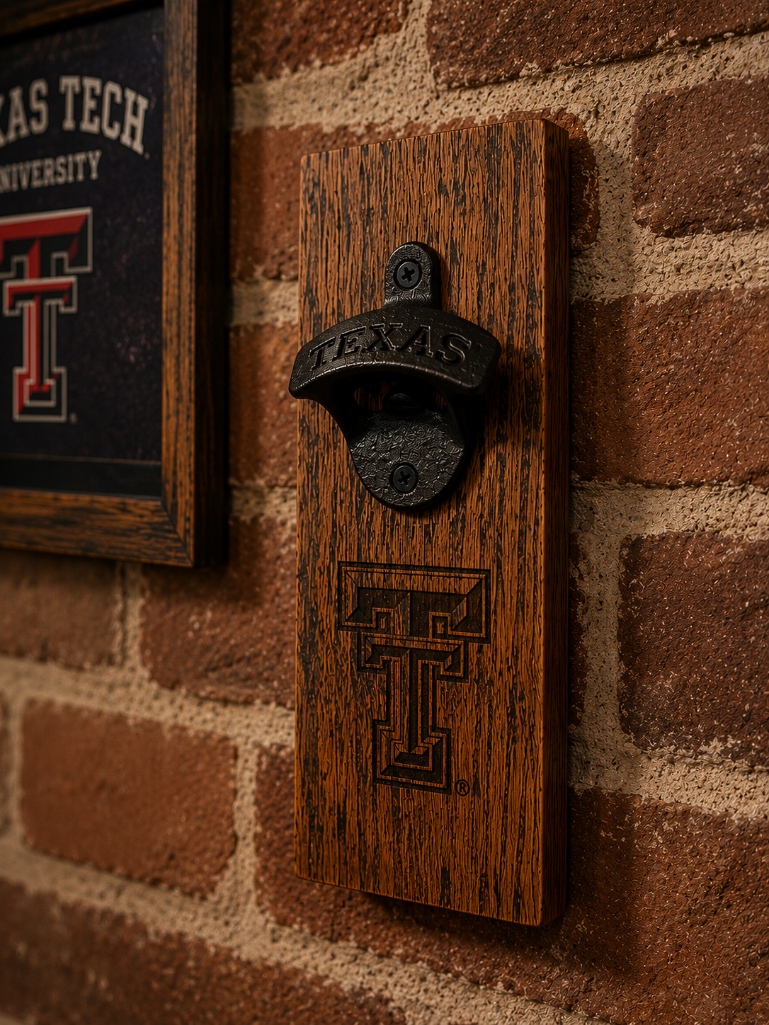 Texas Tech Whiskey Barrel Stave Bottle Cap Opener