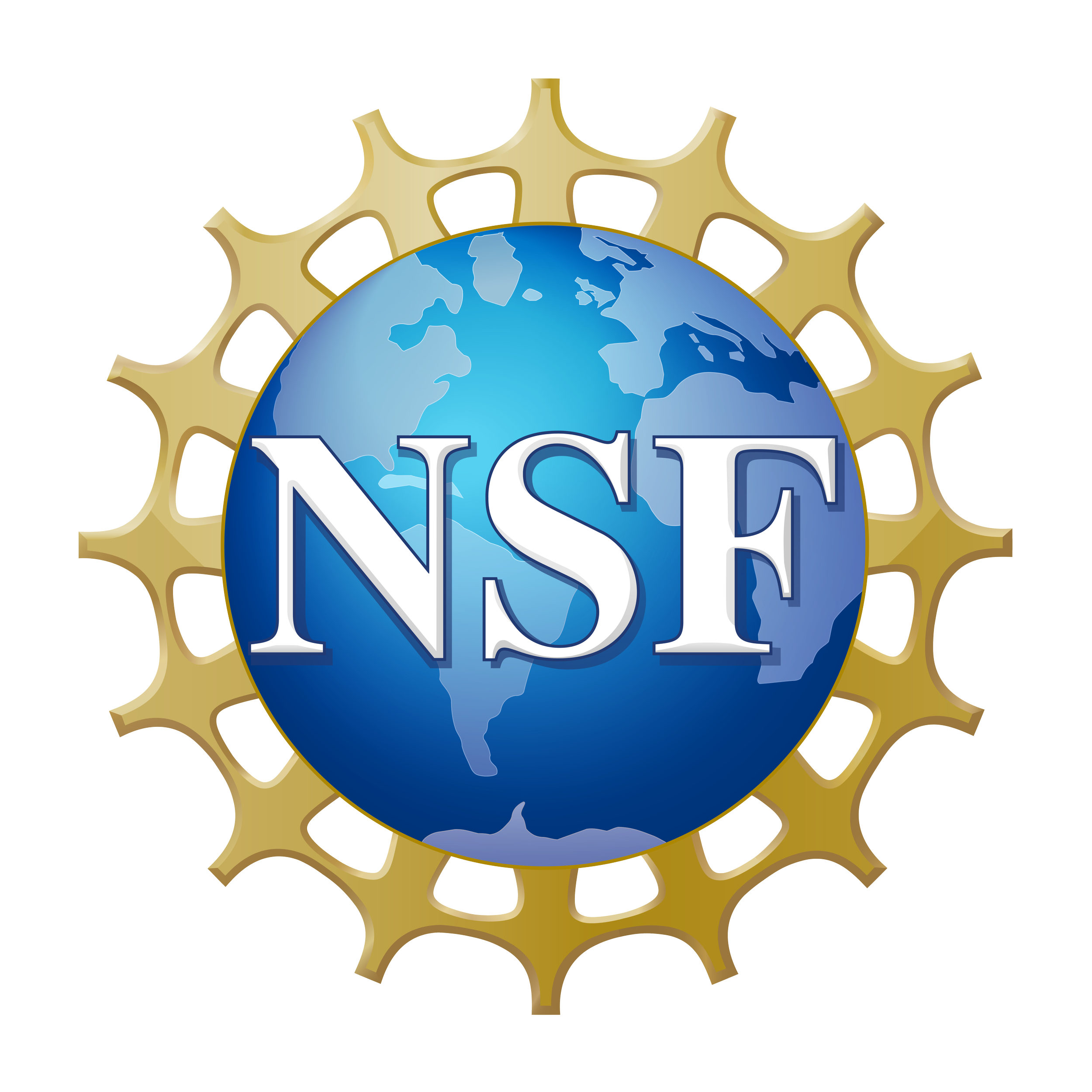 Logo of the National Science Foundation featuring a globe and a gold gear surrounding it.