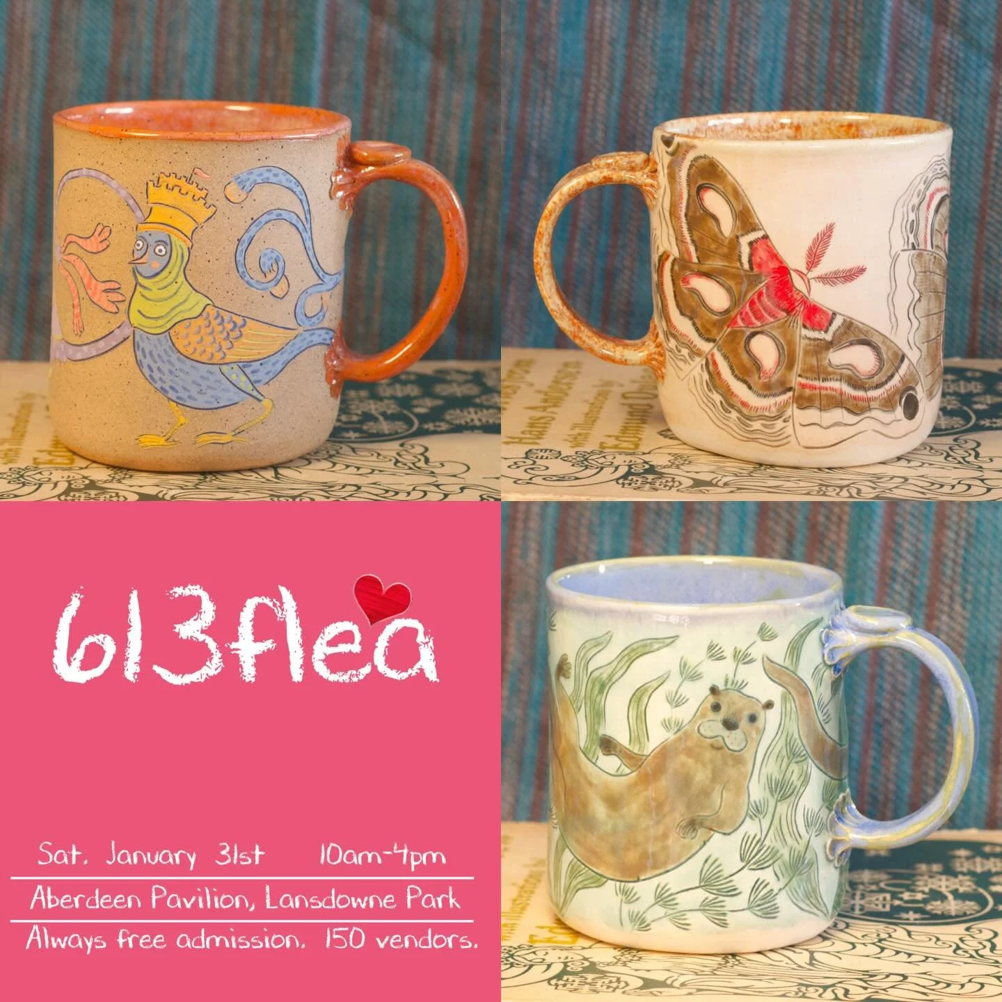 As promised, some of the mugs coming to @613flea !! This batch includes a few demitasse/espresso cups, four of which come with wee spoons (I can&rsquo;t even begin to tell you how excited I am about being able to make spoons, guys)! 
.
.
.
#613flea #