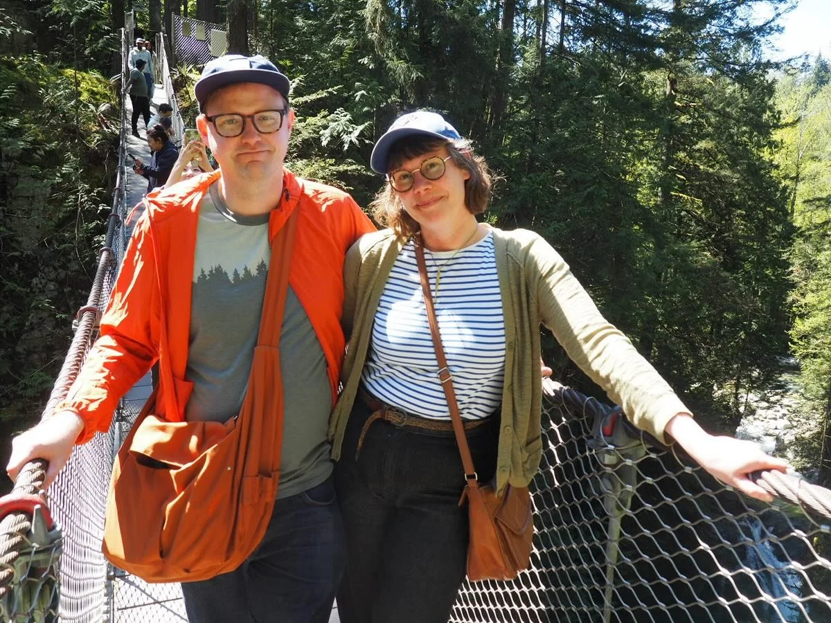 Catching up on the last few days of the Vancouver trip (the horizontal ones)! Here&rsquo;s Lynn Canyon / one photo from Granville Island / us down at the beautiful Yaletown waterfront (both photos of us taken by @shackofthinks who truly has a knack f