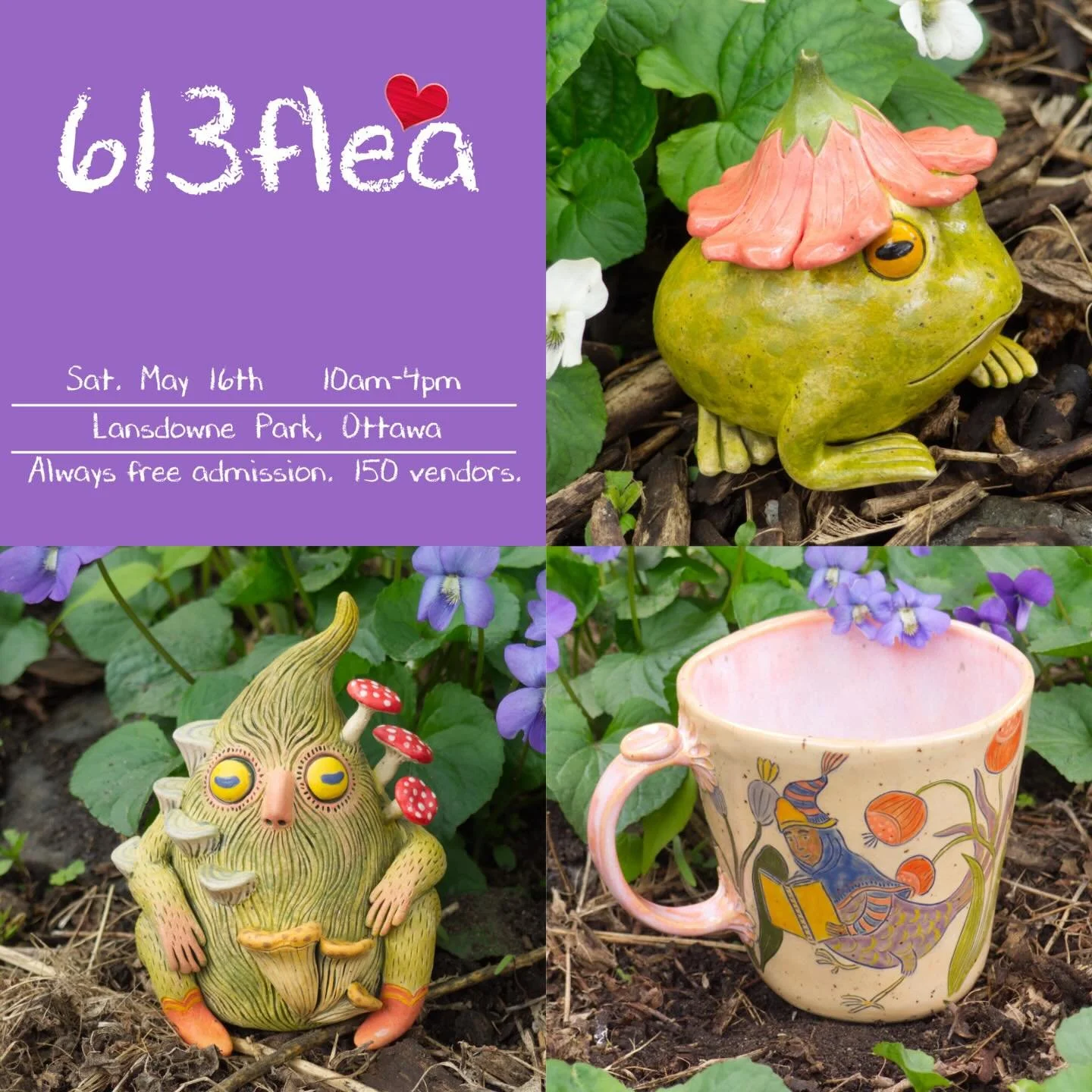 I&rsquo;m almost ready for @613flea tomorrow and am SO happy it&rsquo;s back to being outdoor/garden photos-time!! Nothing beats natural light &amp; some foliage, am I right? As you can see I&rsquo;ve got some new-to-flea critters coming with me tomo