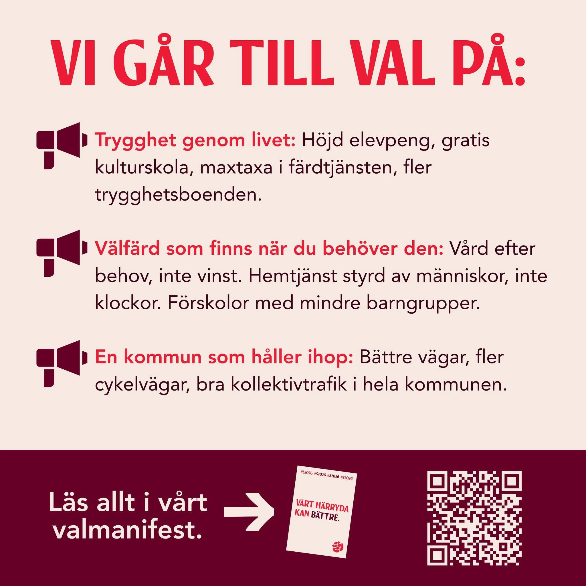 Det &auml;r dags att se till att samh&auml;llet b&ouml;rjar jobba f&ouml;r dig.
L&auml;s valfoldern h&auml;r: https://www.socialdemokraternaiharryda.se/valfolder-2026

V&aring;rt H&auml;rryda kan b&auml;ttre!

Snart &auml;r det val. Vi vill ge dig:

