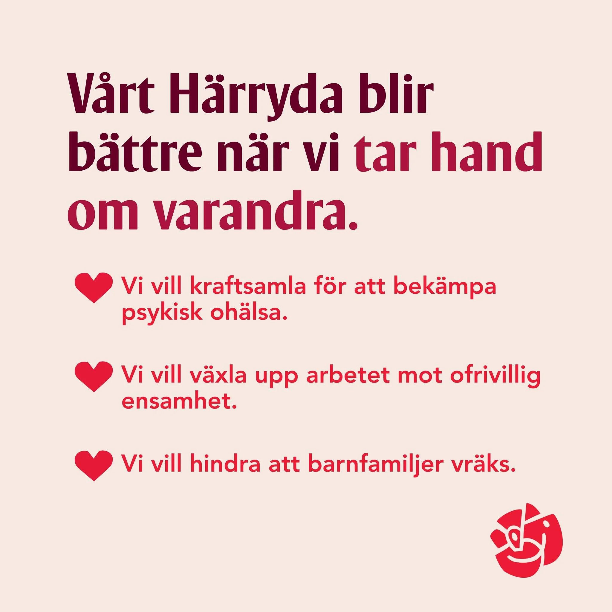 Det &auml;r dags att se till att samh&auml;llet b&ouml;rjar jobba f&ouml;r dig.
L&auml;s valfoldern h&auml;r: https://www.socialdemokraternaiharryda.se/valfolder-2026

V&aring;rt H&auml;rryda kan b&auml;ttre!

Snart &auml;r det val. Vi vill ge dig:

