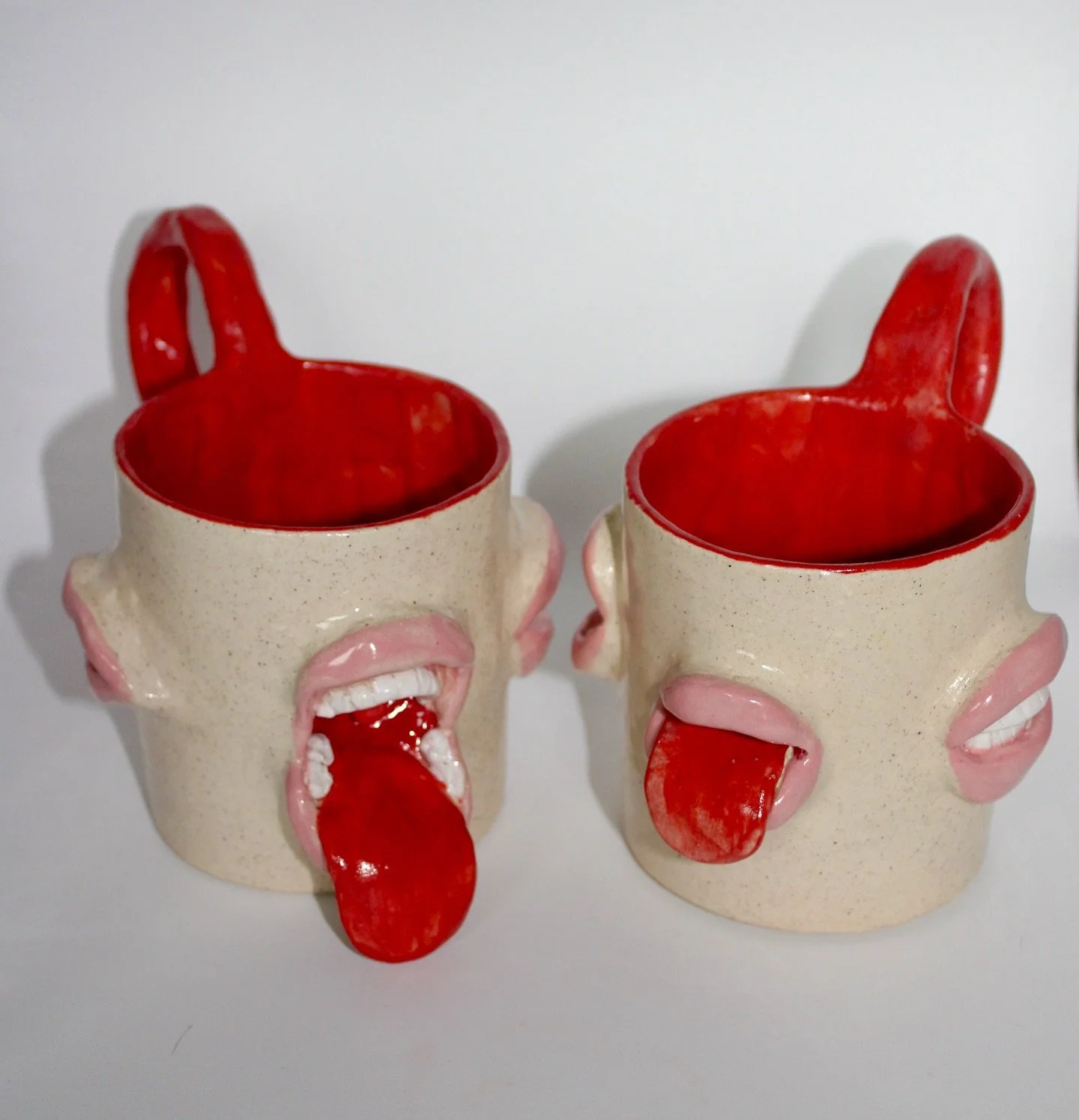 Valentine&rsquo;s Day colors 🤝 mouth mugs (these are for sale on my website)