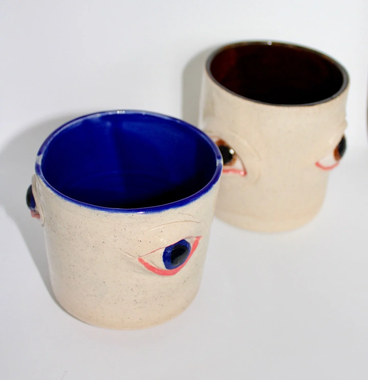 Ceramic eye cups. I love the idea of these as a gift for family, a lover, or long distance best friend who wish they could look into your eyes every day. Colors are customizable with a pre-order. These two are available to ship now 👁️