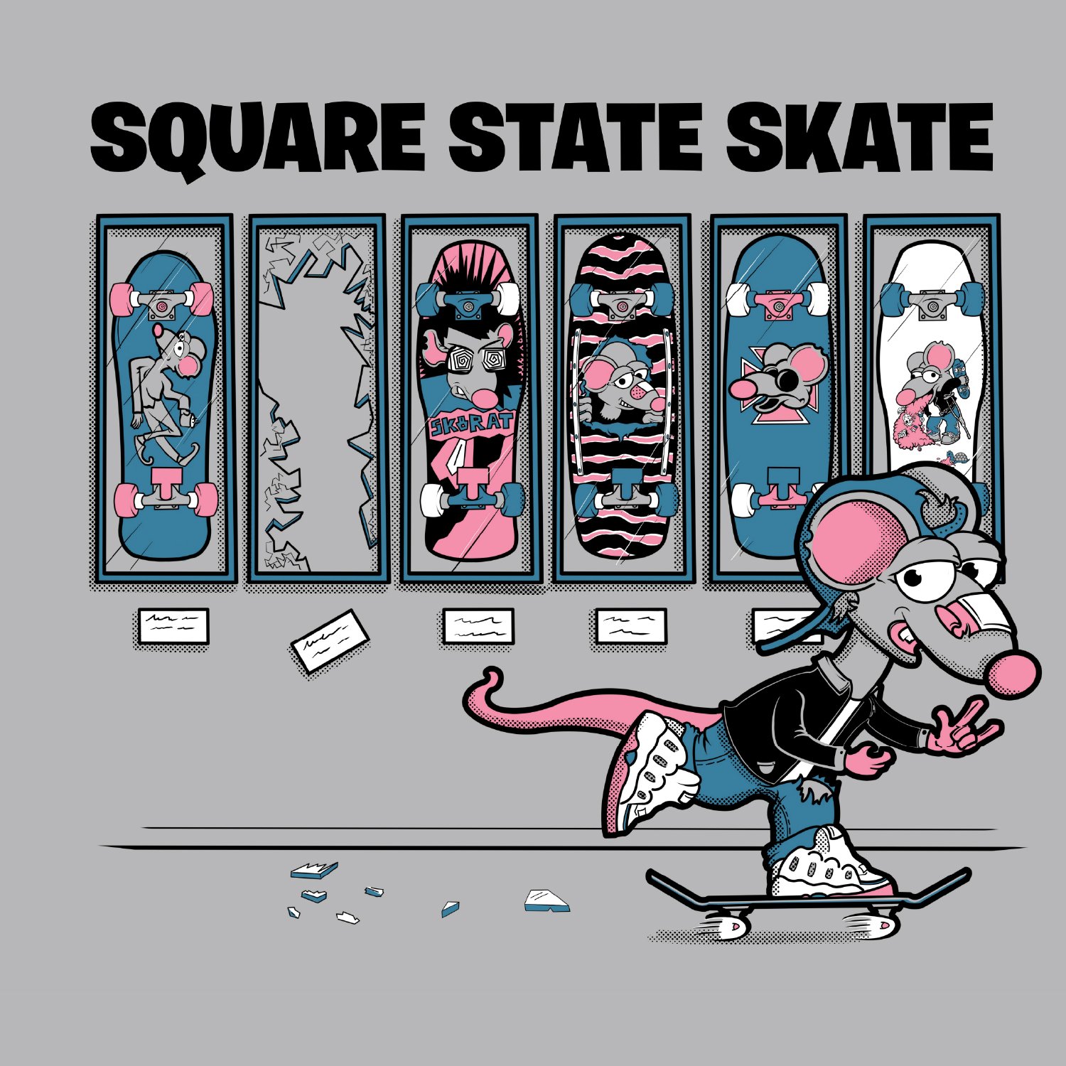 4 color t-shirt design for Square State Skate