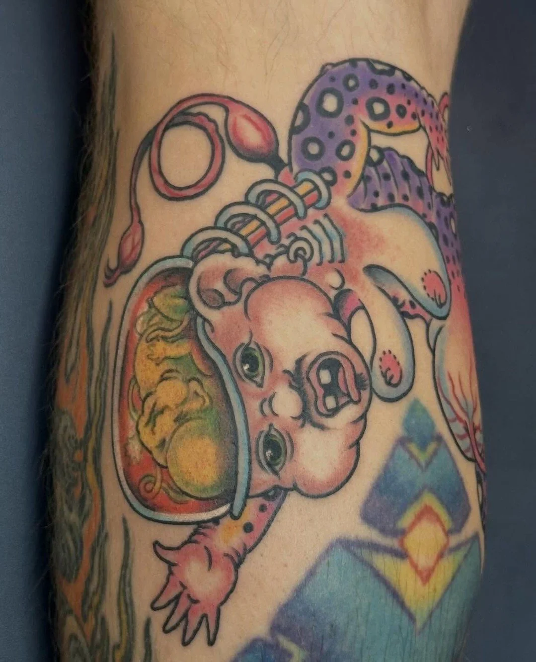 Done by: @austingervaistattoo at #ElmStreetTattoo #DallasTexas #DeepEllum⁠
⁠
Contact: Text (512) 981-8666⁠
⁠
Future creature. ⁠
⁠
#tattoo #baby #scifi #texas #biomech⁠