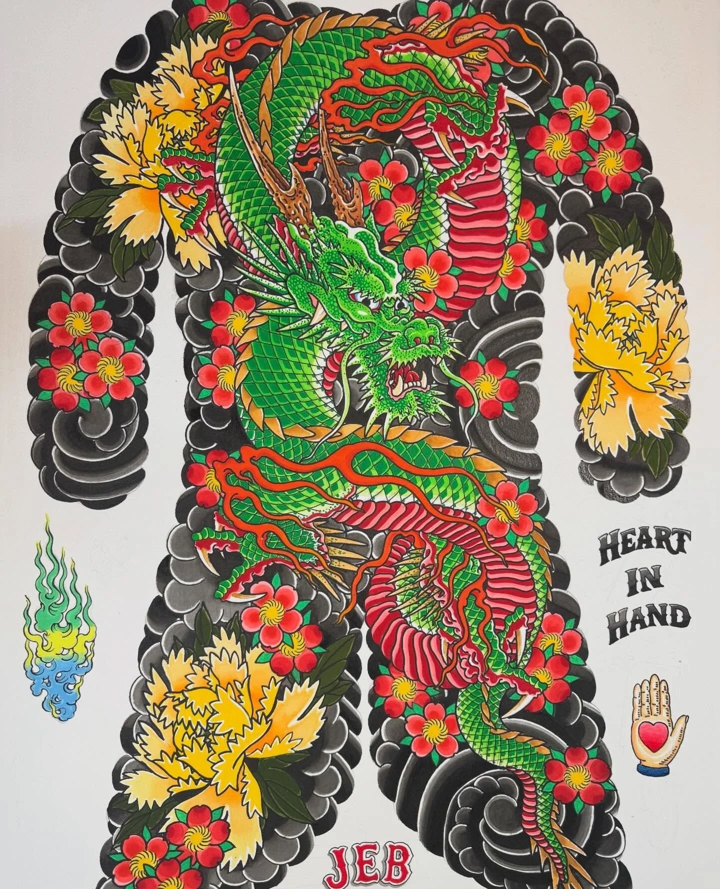 Done by @jebmaykut at #HeartInHandGallery #DeepEllum #DallasTexas⁠
⁠
Contact: jebmaykut@gmail.com for appointments.⁠
⁠
First painting of 2026. Sumi and gauche on 300 Archers cold press.I might make prints, dm or email jebmaykut@gmail.com if you have 