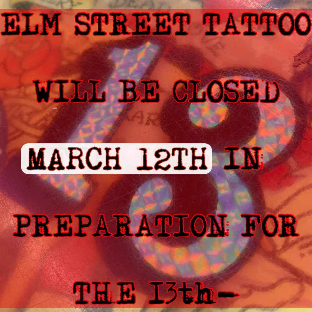 Almost party time... (again) at #ElmStreetTattoo #DallasTexas #DeepEllum ⁠
⁠
@heartinhand_lg &amp; @heartinhand_est will be OPEN on March 12th (regular business hours)⁠
⁠
For more info please visit: https://www.elmstreettattoo.com/friday-the-13th⁠
⁠
