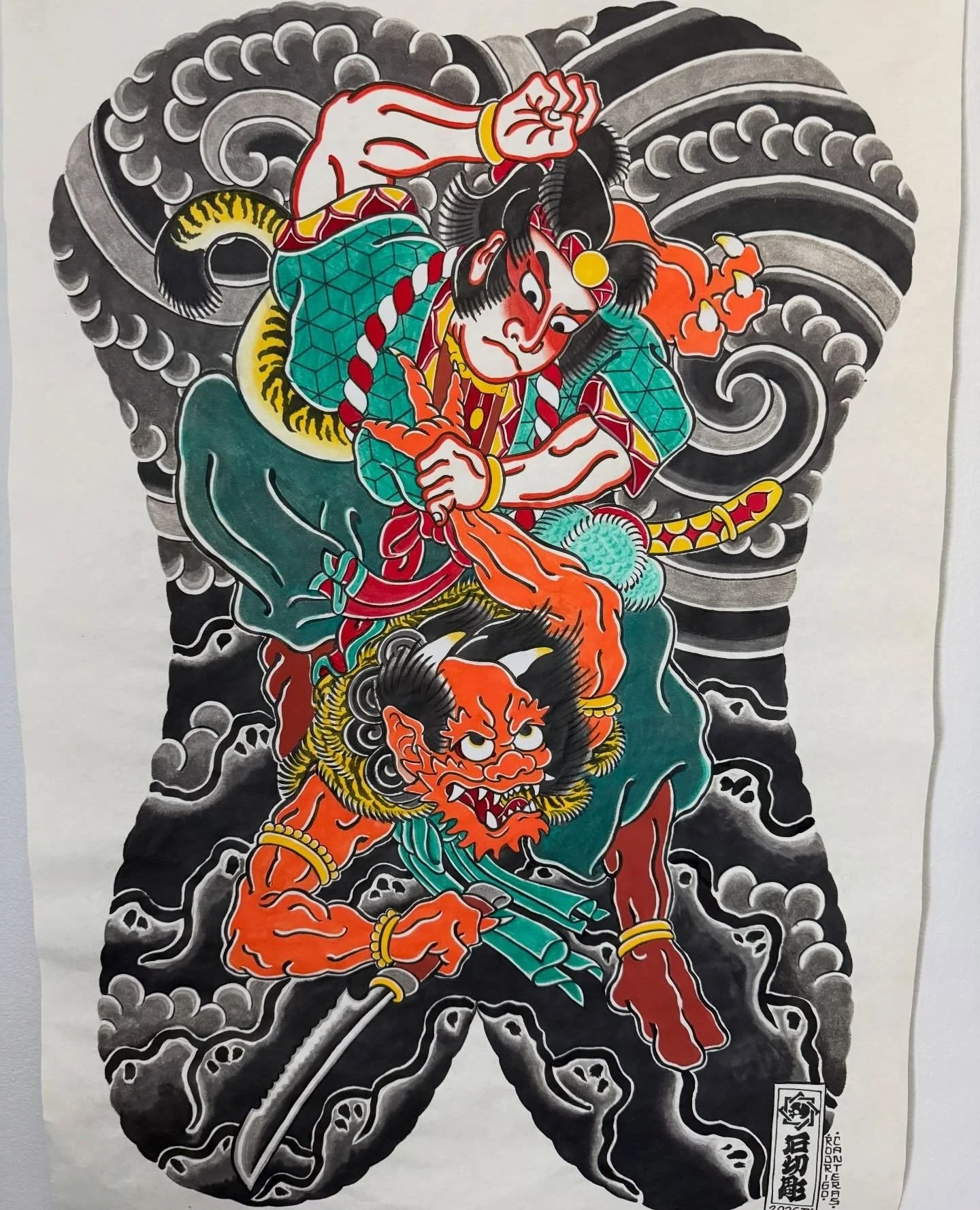 Done by: @rodrigo_canteras at #ElmStreetTattoo #HeartInHandGallery #DallasTexas #DeepEllum⁠
⁠
Contact: https://www.canterasirezumi.com/s/appointments for bookings.⁠
⁠
Watanabe no Tsuna fighting Oni. Get this tattooed on your back, or front! Dm me, de