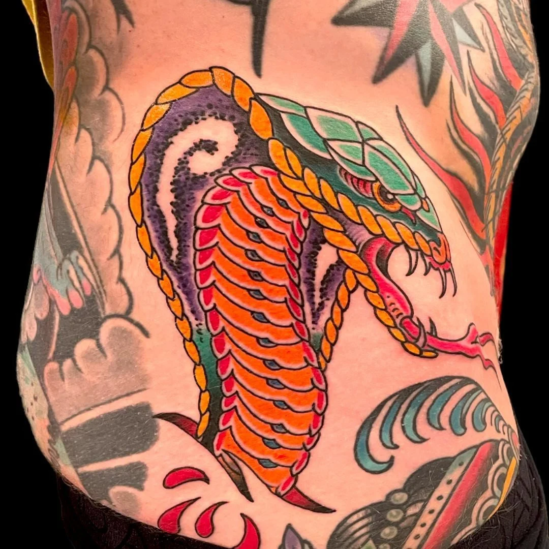 Done by @jonezyzaps at our private studio @heartinhand_est in #DeepEllum #DallasTexas #ElmStreetTattoo⁠
⁠
Contact for booking: ianjonestatoos.com⁠
⁠
#snaketattoos #kingcobra #cobratattoos