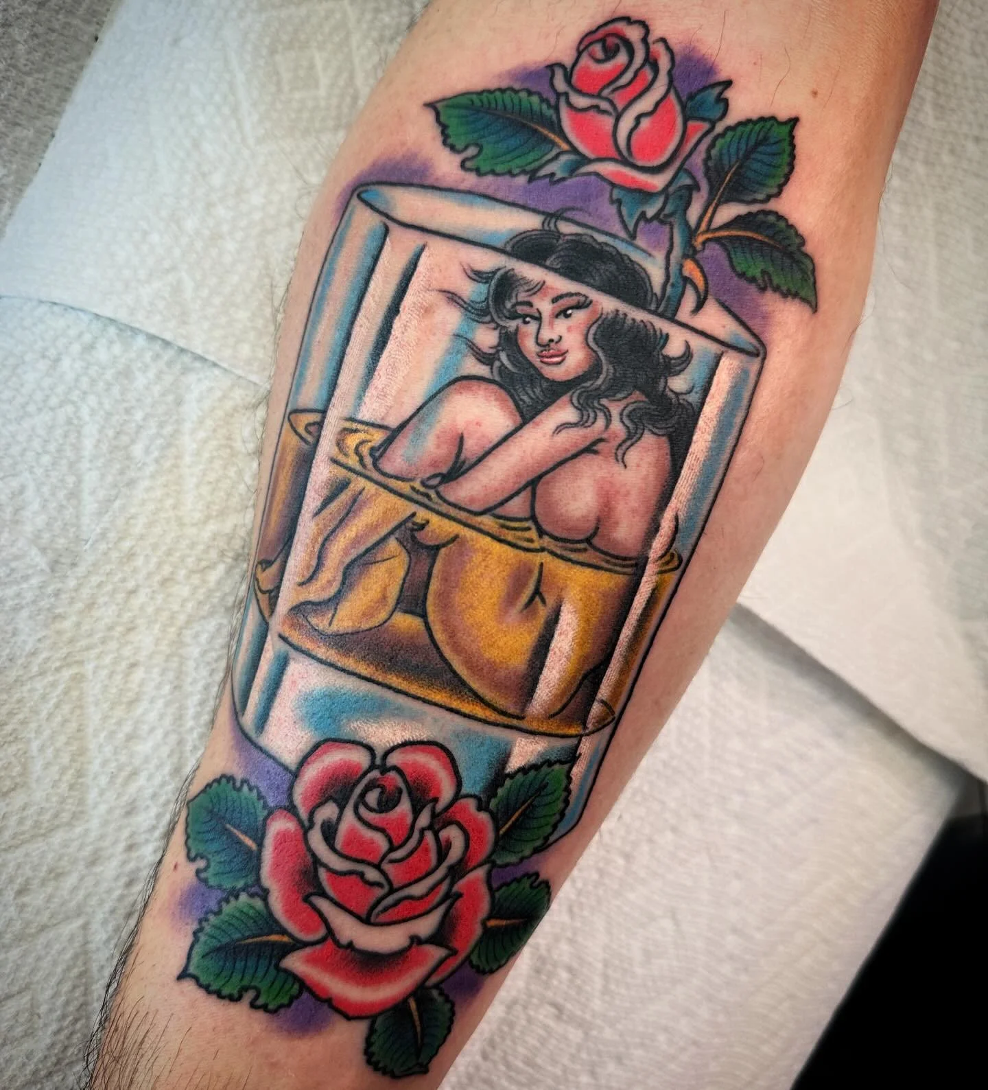 Done by: @austingervaistattoo at #ElmStreetTattoo #DallasTexas #DeepEllum⁠
Contact: Text (512) 981-8666.⁠
Whiskey woman.