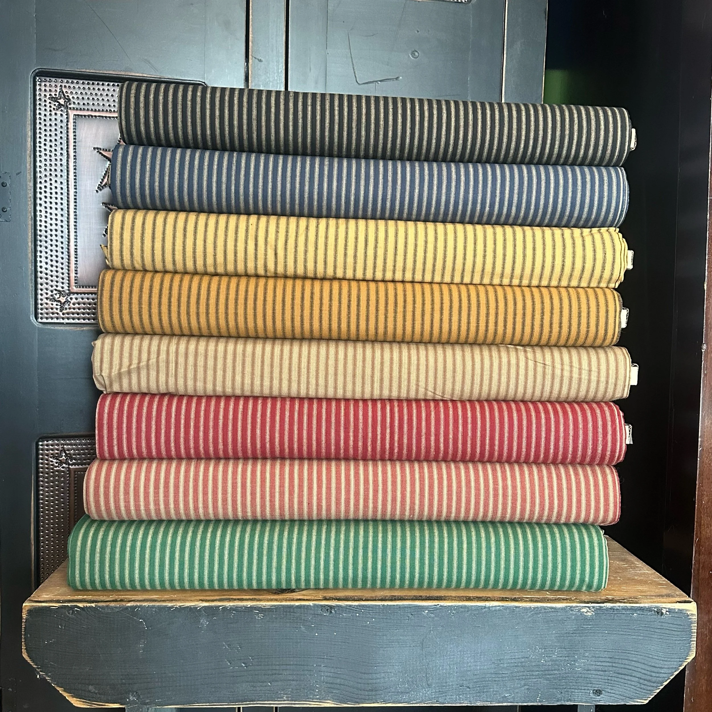 Dunroven House Striped Homespun Fabric by the yard