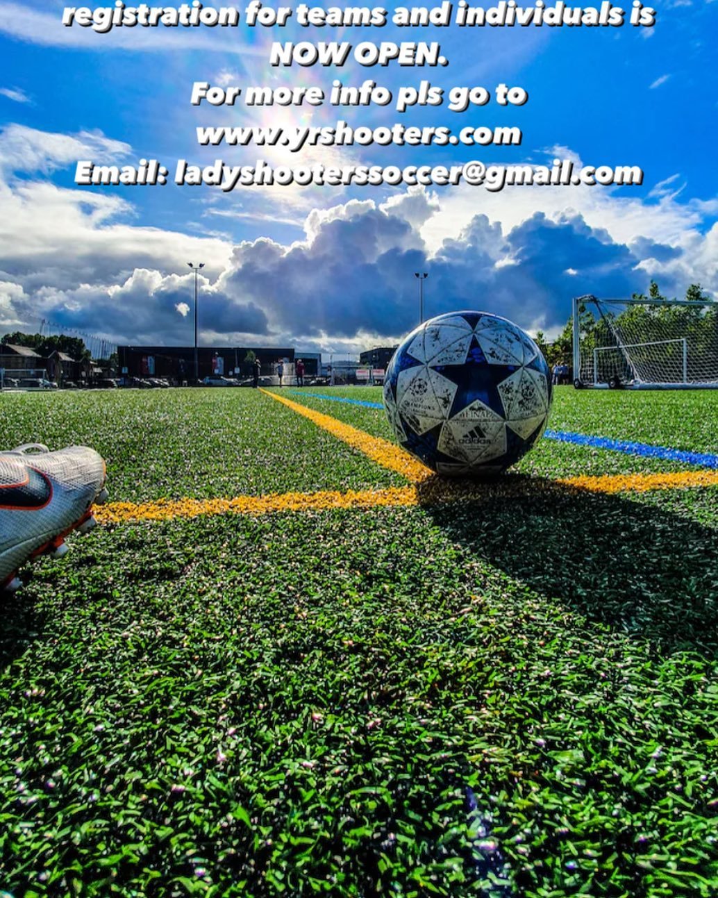 Only 2 outdoor team spots remaining. Lady Shooters Soccer league, Vaughan18 + yrs. Team and individuals all welcome, Tuesdays @ Adidas Sports Complex and Concord Sports Complex #. To register pls go to www.yrshooters.com or email ladyshooterssoccer@g