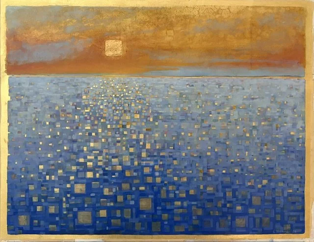 Landscape I Sunrise I Oil on Faux Gold Leaf over Gessoed Paper I 26" x 20" I 2026