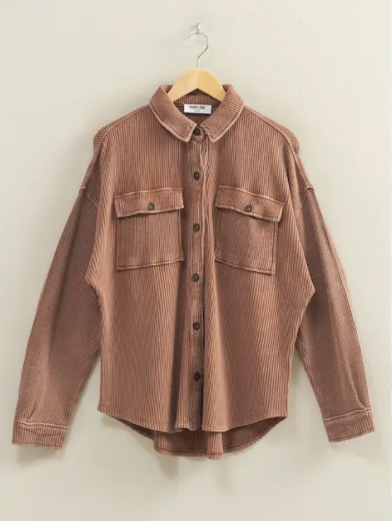 The Cozy Days Plum Waffle Shacket