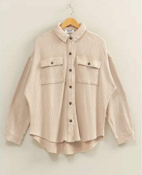 The Cozy Days Cream Waffle Shacket