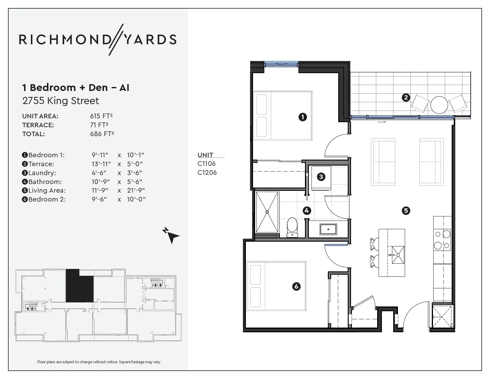 1 Bedroom & Den - AI