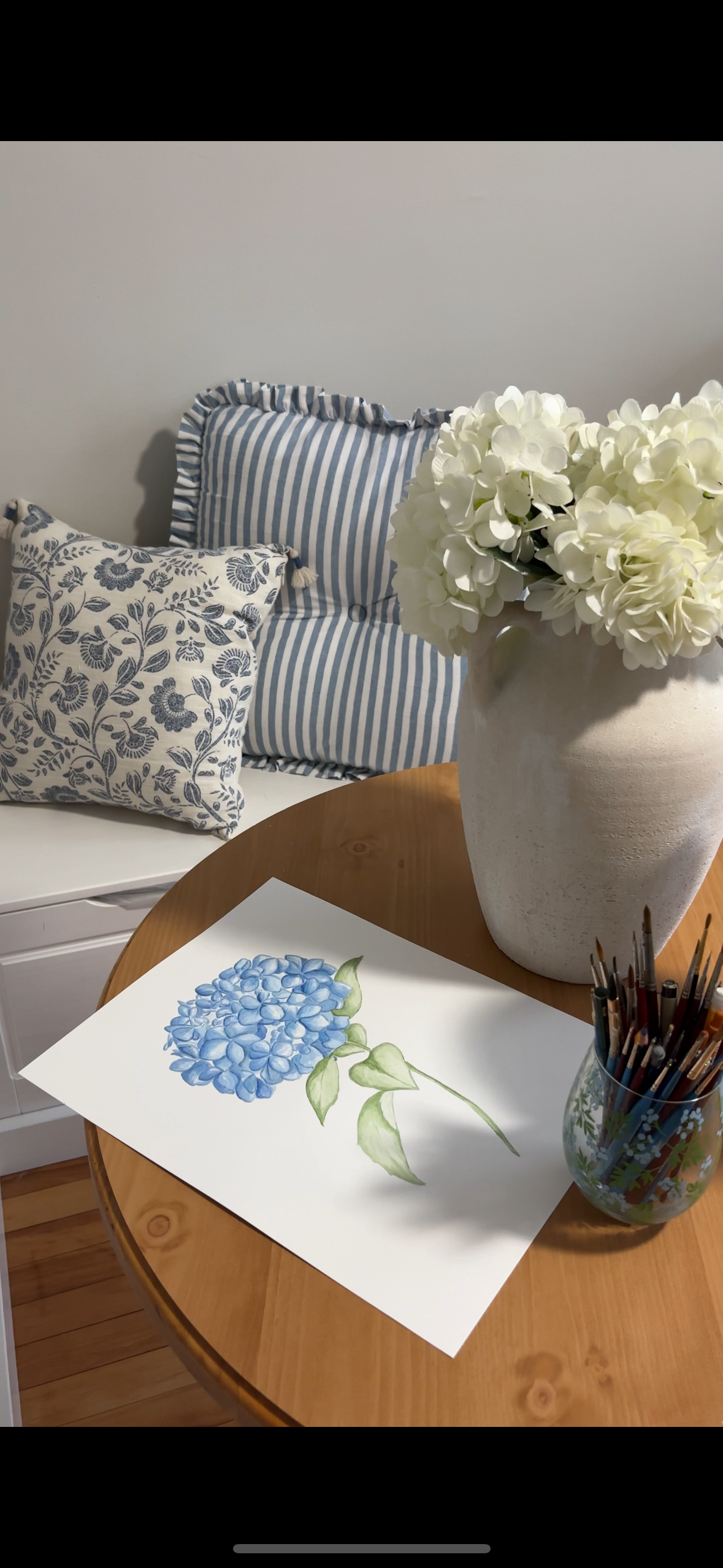 Blue Hydrangea x Pressed Floral ORIGINAL