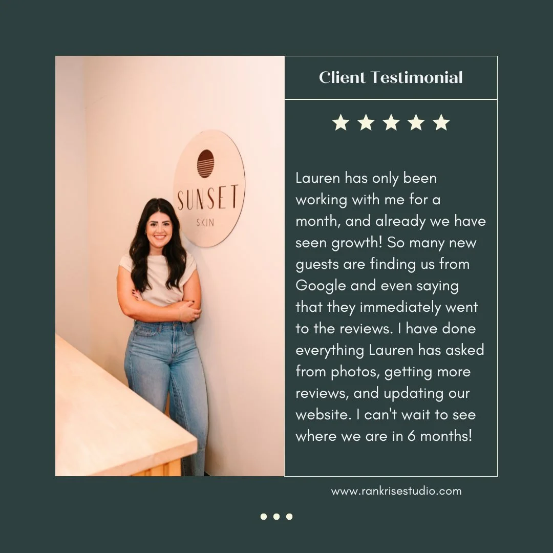 My favorite type of message to get from clients : Letting me know that they are getting more client requests from Google, since working with Rank Rise Studio on Google Business Page Management!

Lauren has only been working with me for a month, and a