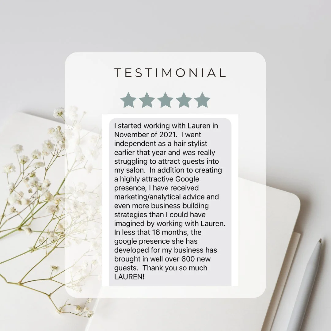 This testimonial makes my day and the results make it even better 

A hairstylist I work with has now been found by over 600 NEW clients on Google
Another client said their views + activity skyrocketed
And people are now saying &ldquo;I found you on 