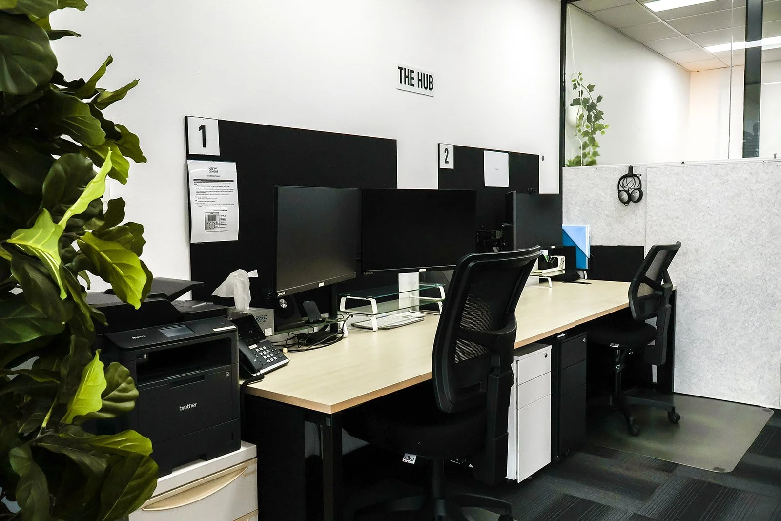 The Hub - Two Person Workspace

The Hub is a bright two person workstation within an open plan setting that feels visually private and clearly defined.

This space is ideal for business partners or a small professional team who want to work side by s