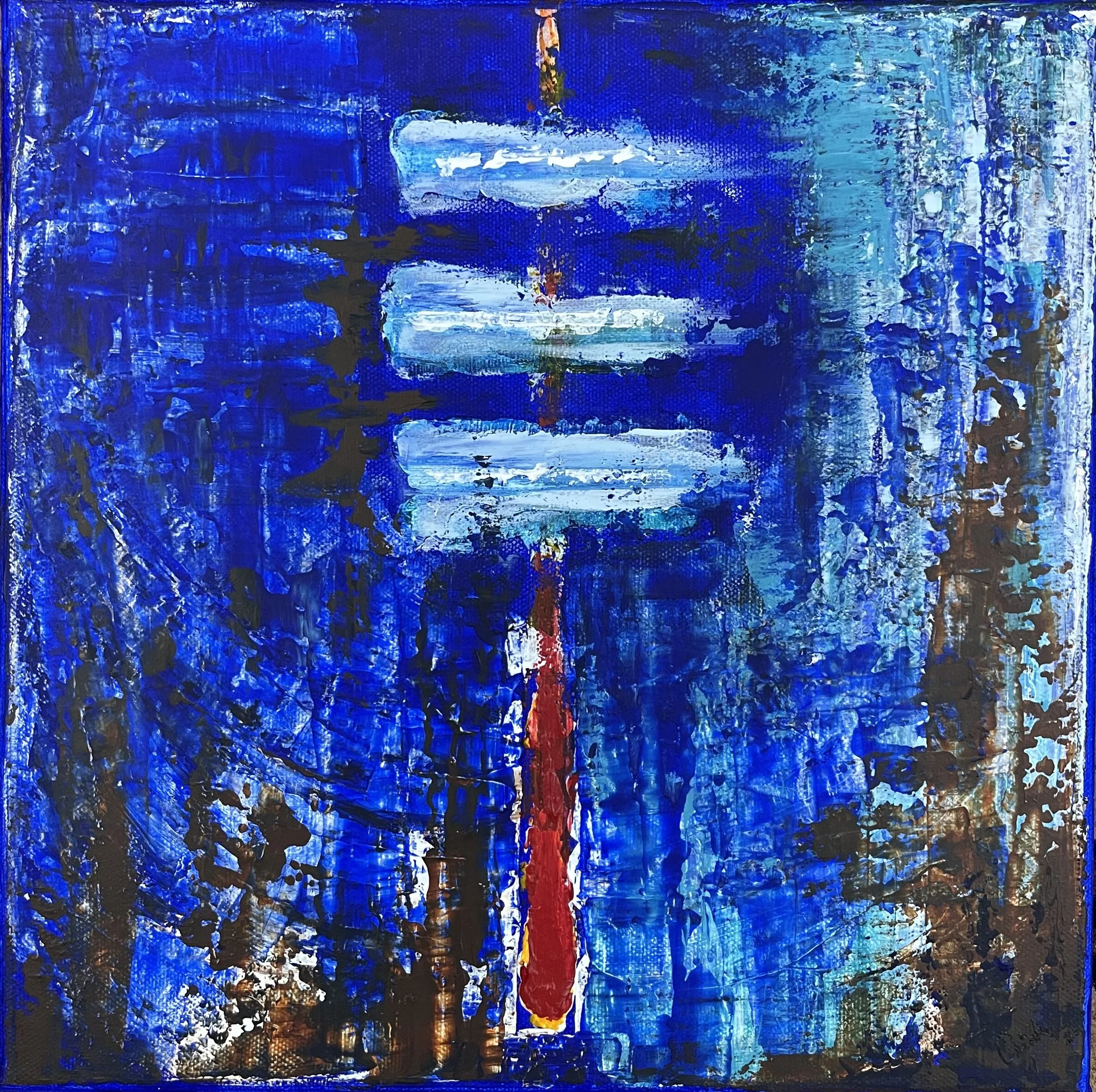 Tán ( Sanskrit : Expansion) |
Acrylics on Canvas |
30/30cm | Year : 2022 |
HKD 5,750 |

Tán captures a rising force of expansion- an Upward movement of energy forming a central axis, where intensity gathers and begins its quiet ascent beyond the thre