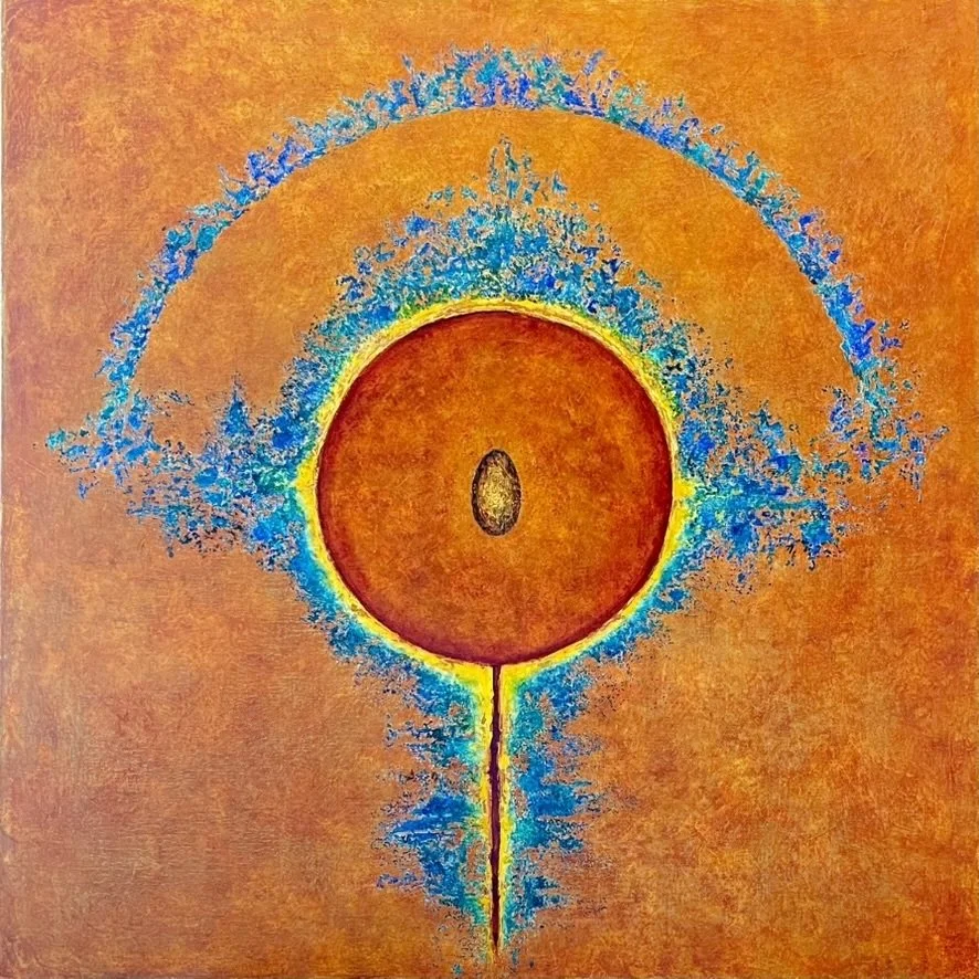Spandan (Sanskrit : Divine Vibration)  |
Acrylics on Canvas |
61/61 cm | Year : 2024 |
HKD 19,500 |

Spandan - vibration, draws from the ancient understanding that sonic resonance is the generative force behind all matter. A seed suspended within a l