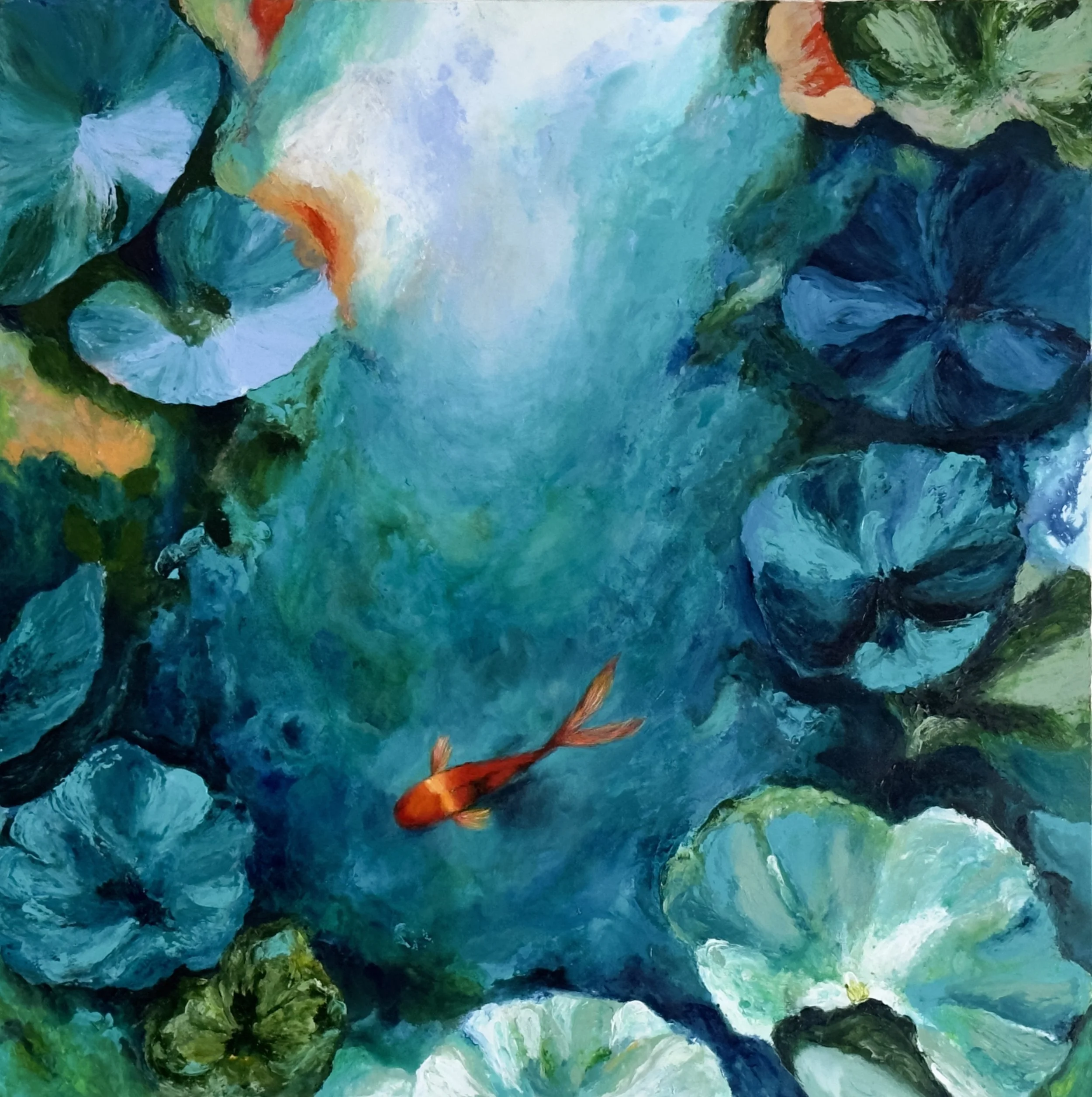 Title         : Hush
Artist       : Babita Sridhar
Medium : Acrylics & Inks on Canvas
Size         : 91/91cm
Year         : 2026