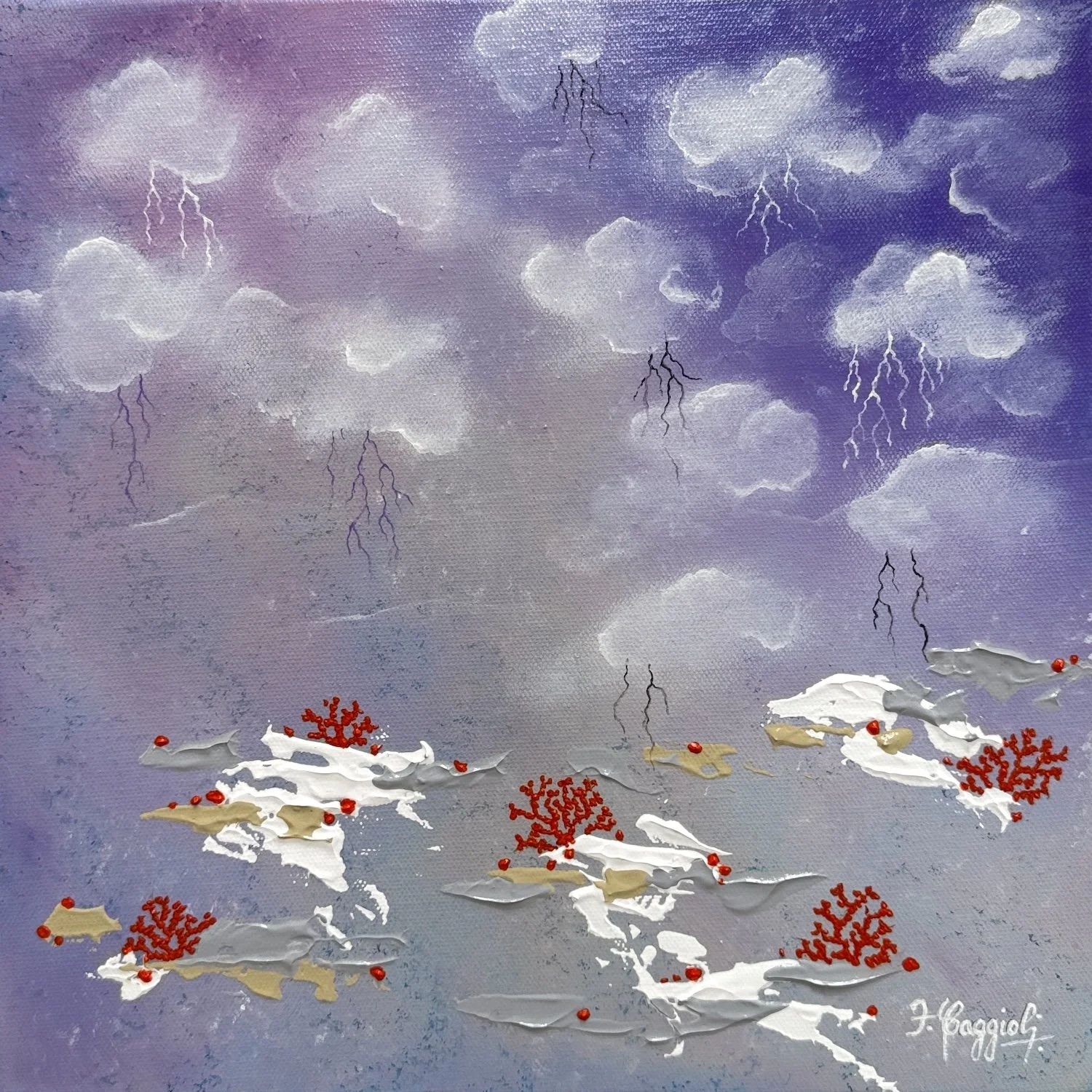 Silent Reef VI |
Acrylic on Canvas |
30/30cm | Year : 2026 |
HKD 5,000 |

This work explores the tension between mystery and clarity, where what is unseen becomes deeply felt. It suggests that the most profound truths are often those we cannot fully 